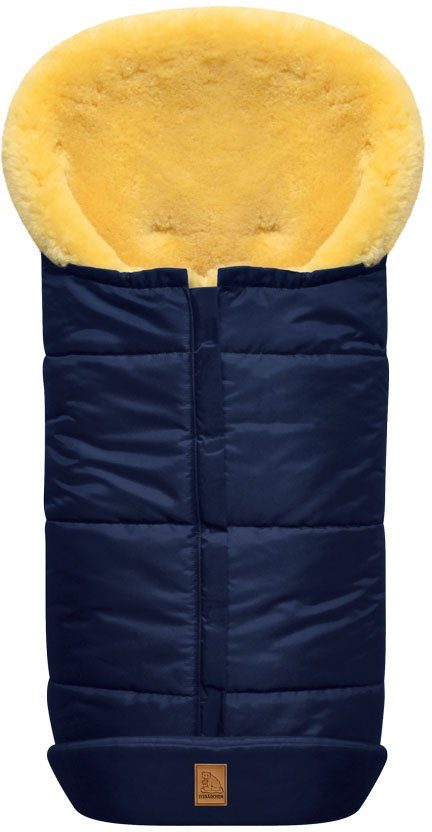 Heitmann Felle Fußsack Eisbärchen - Winterfußsack - Premium Qualität, mit echtem Lammfell, für Kinderwagen & Buggy, 6 Gurtschlitze, waschbar