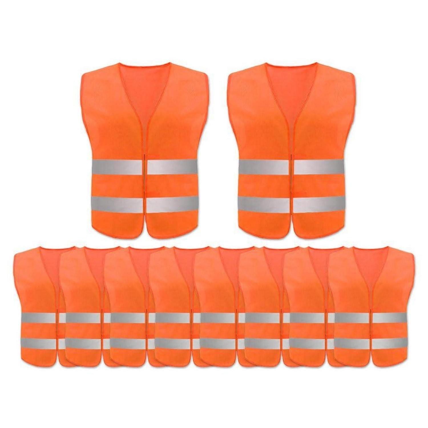 Warnweste Warnweste 10er Pack neonorange 360 Grad reflektierend