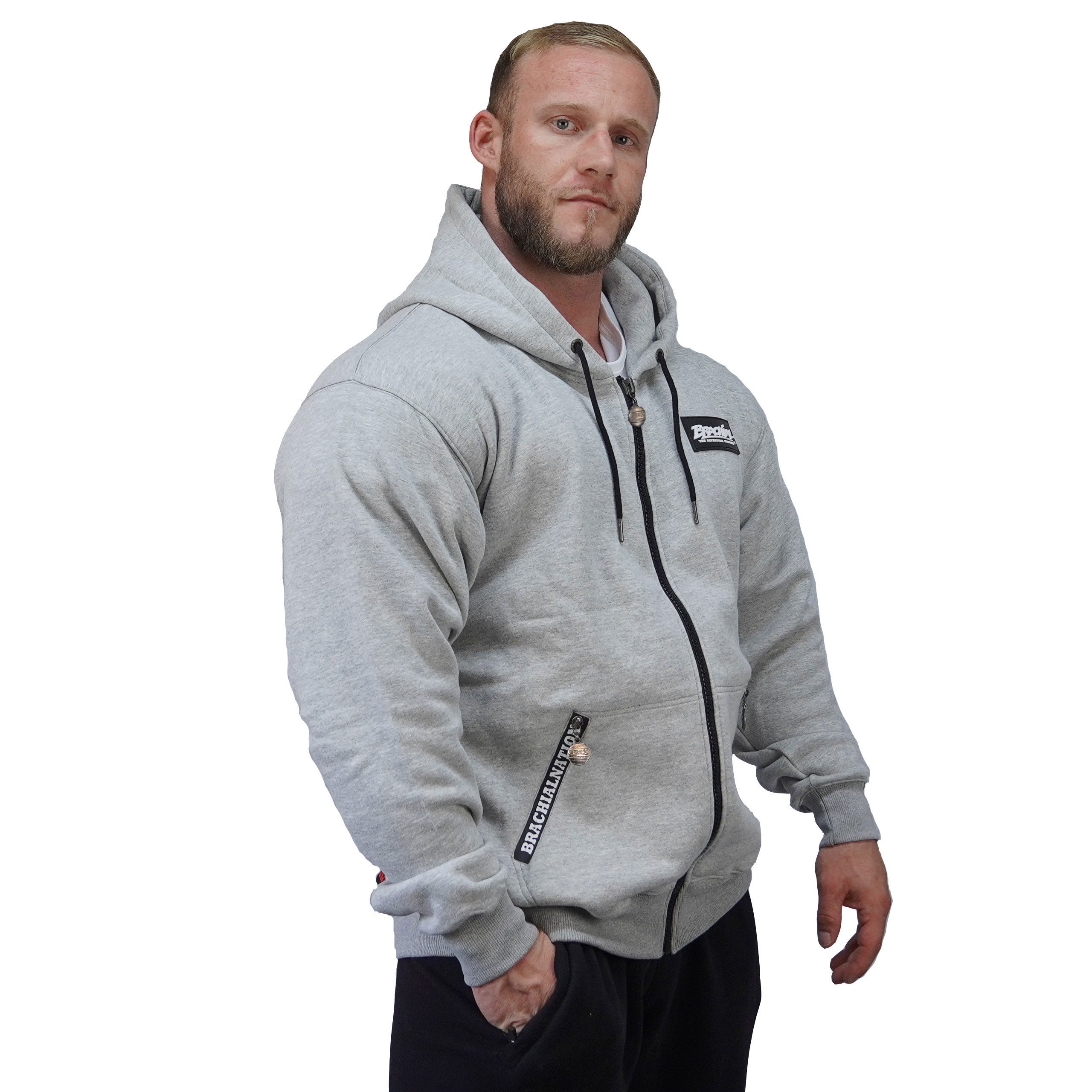 BRACHIAL THE LIFESTYLE COMPANY Kapuzensweatjacke Brachial Zip-Hoody "Rude" graumeliert S