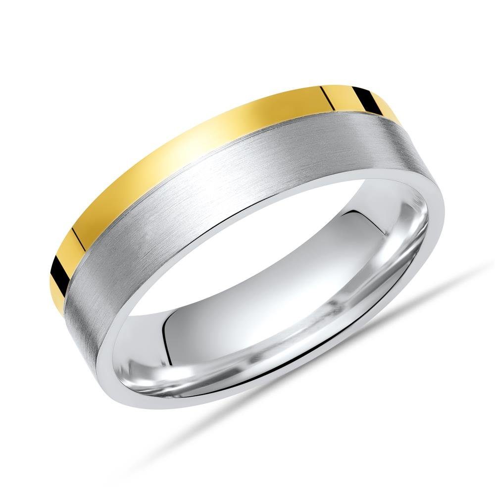 Unique Fingerring 925 Silberring mit polierter goldener Kante - Größe wählbar R8536