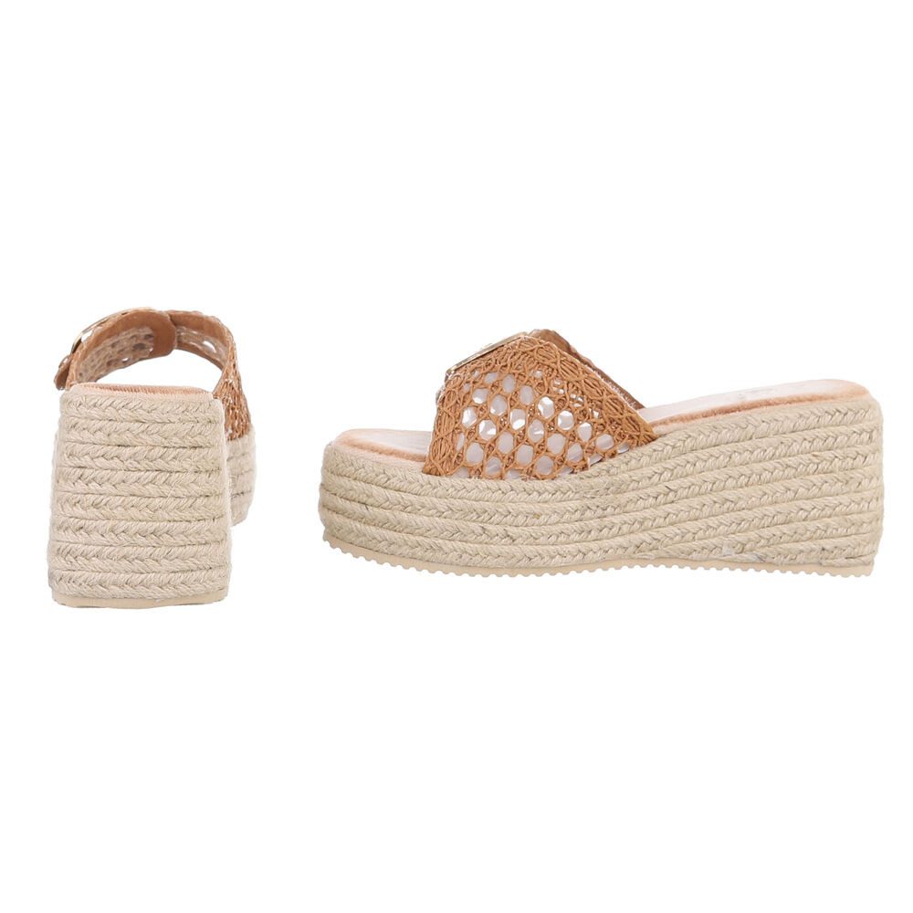 Ital-Design Damen Wedge-Sandalen mit gewebtem Obermaterial für Sommer Spaß Plateausandaletten (89930087) Keilabsatz/Wedge Keilsandaletten in Camel – Bild 5 von 5