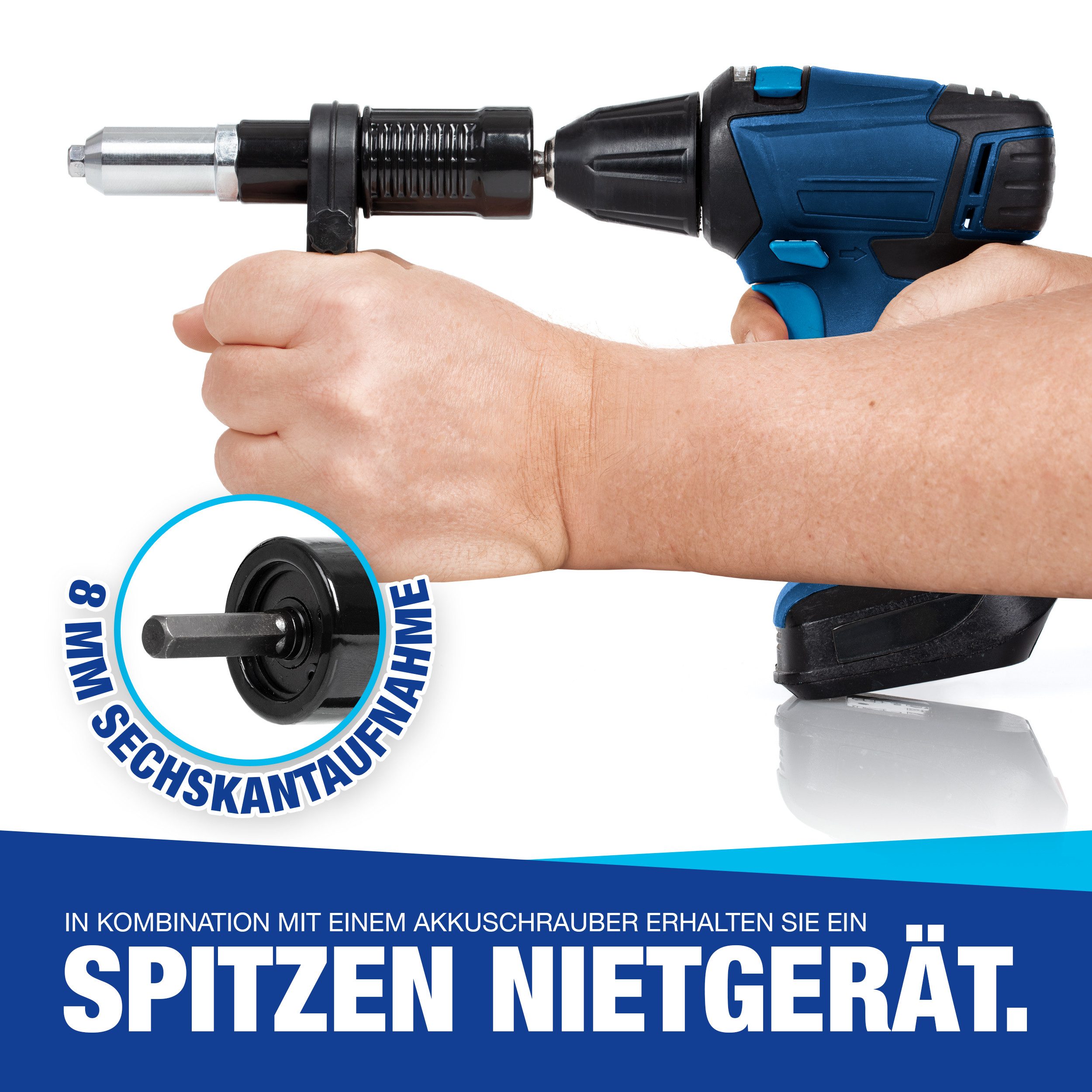 NTG Nutzfahrzeug Technik GmbH Niete Nietaufsatz für Akkuschrauber & Bohrmaschinen Nietenzangen