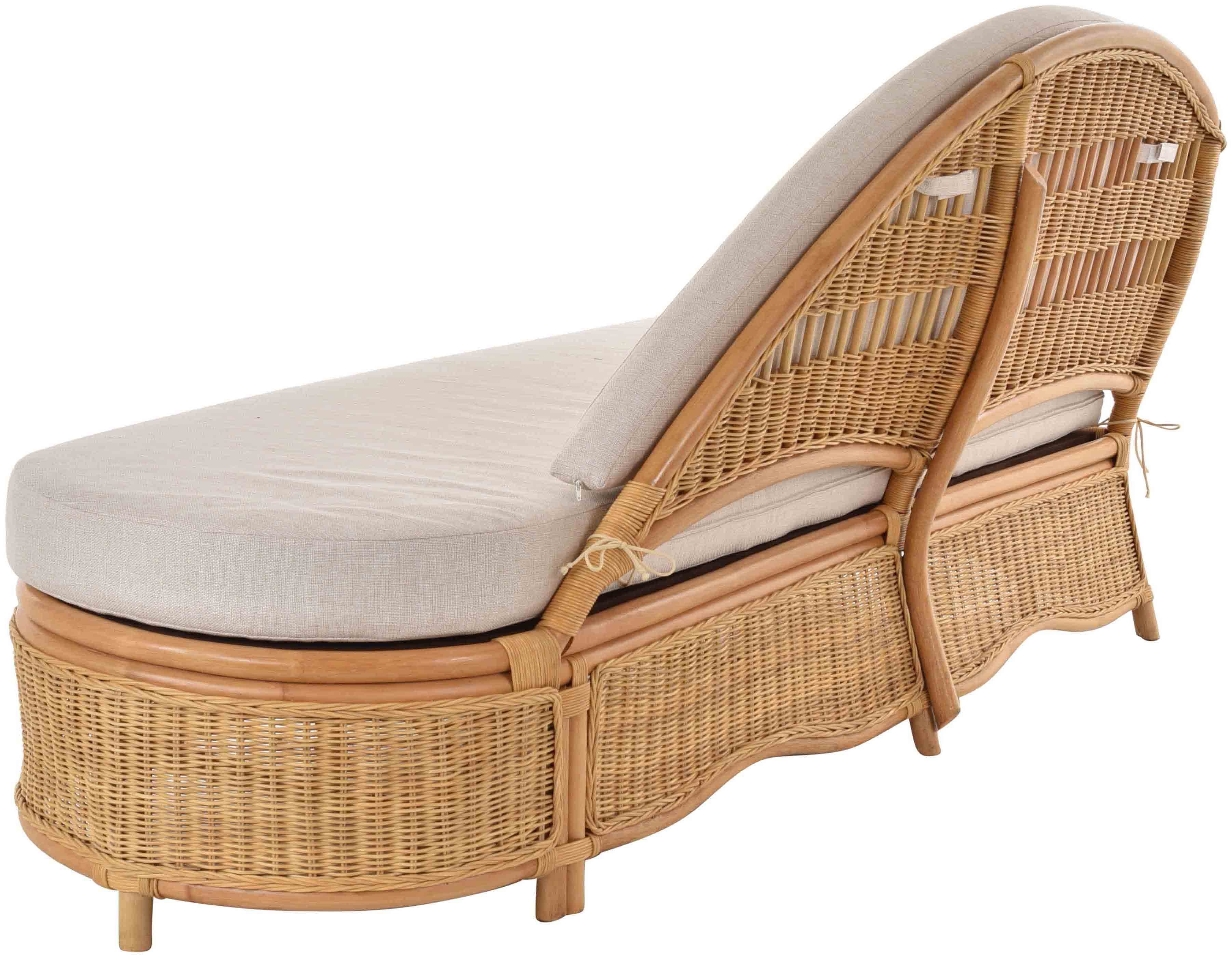Krines Rattanmöbel Links, mit Rattan Home Chaiselongue Palm Polster, Liege Honig Lounge Recamiere Recamiere Rattanliege