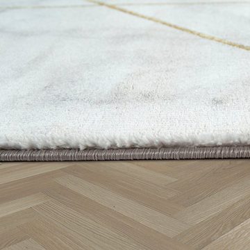 Teppich Kraft 524, Paco Home, rund, Höhe: 15 mm, Kurzflor, modernes Marmor-Design, mit gold-/silberfarbenen Akzenten