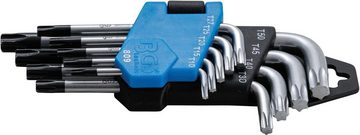 BGS technic Bit-Schraubendreher Winkelschlüssel-Satz, kurz, T-Profil (für Torx) mit Bohrung T10 - T50, 9-tlg.