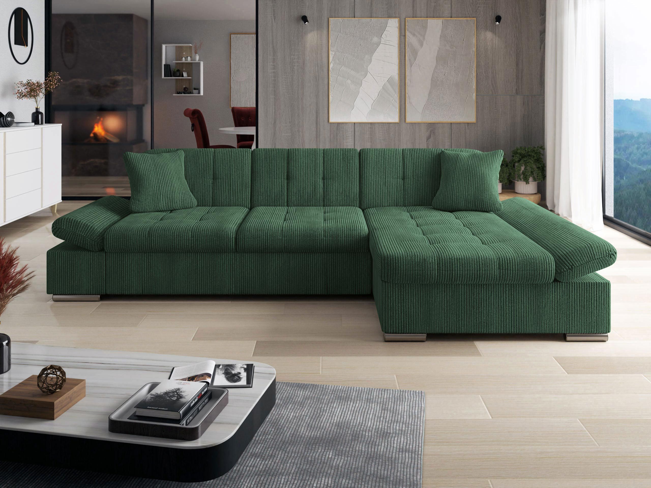 MIRJAN24 Ecksofa Montana Cord, mit Regulierbare Armlehnen, L-Form, 278x161x76 cm