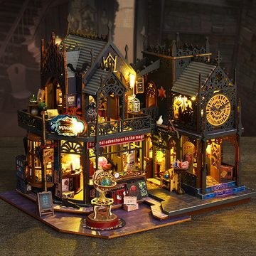 OKWISH 3D-Puzzle Puppenhaus Miniatur Haus Holzbausatz Puppenhäuser Dekoration Möbeln, Puzzleteile, 3D Häuser Modellbausätze Geschenk Geburtstag Weihnachten DIY LED-Licht