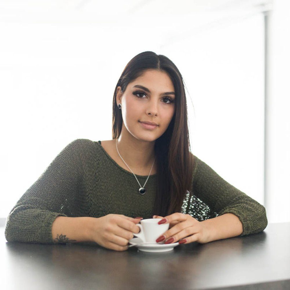 Materia Paar Ohrstecker Damen Onyx Edelstein Ø11mm SO-349, Fassung aus 925 günstig online kaufen