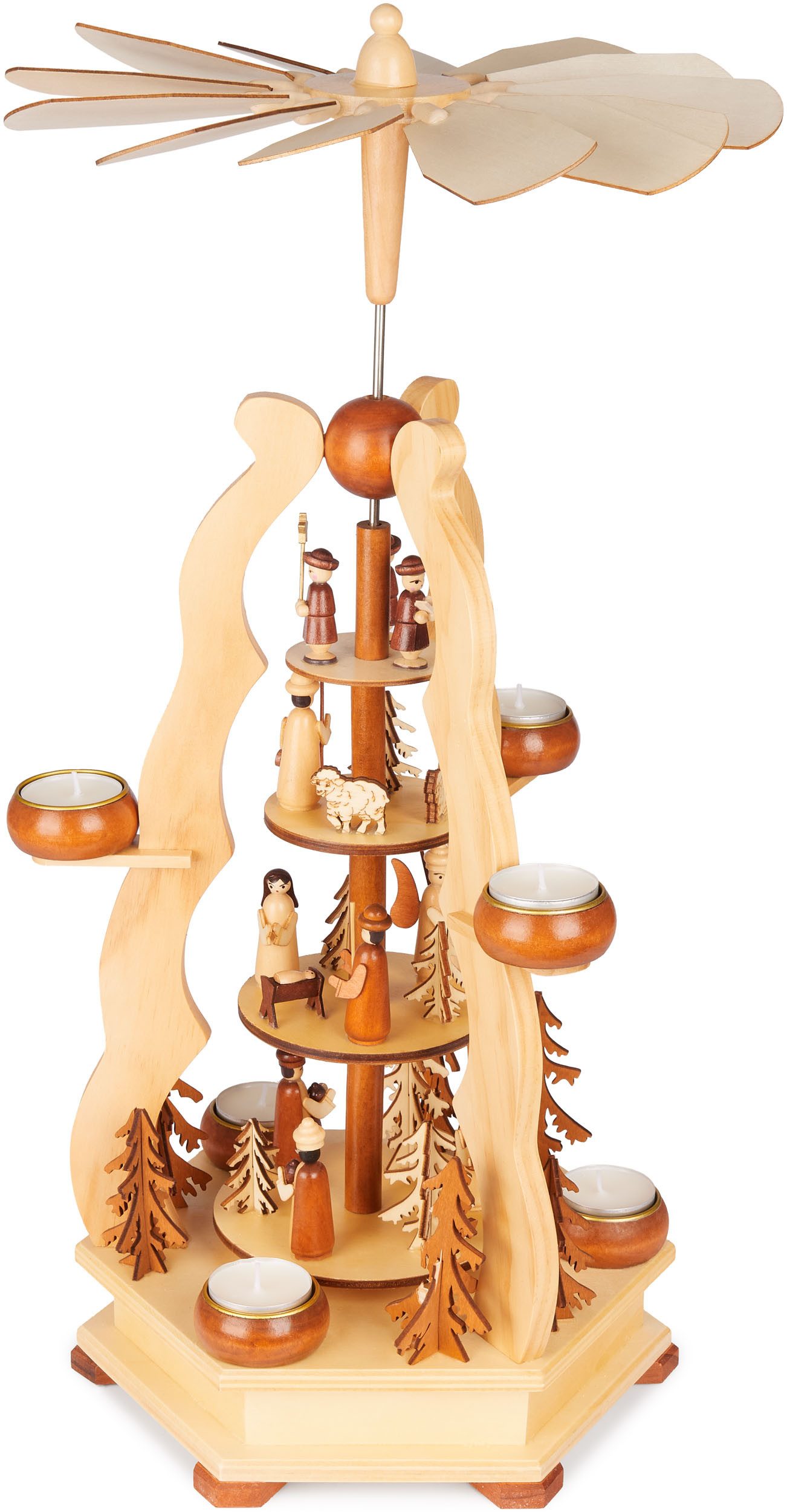 BRUBAKER Weihnachtspyramide Teelichtpyramide Weihnachten - Tischpyramide fü günstig online kaufen