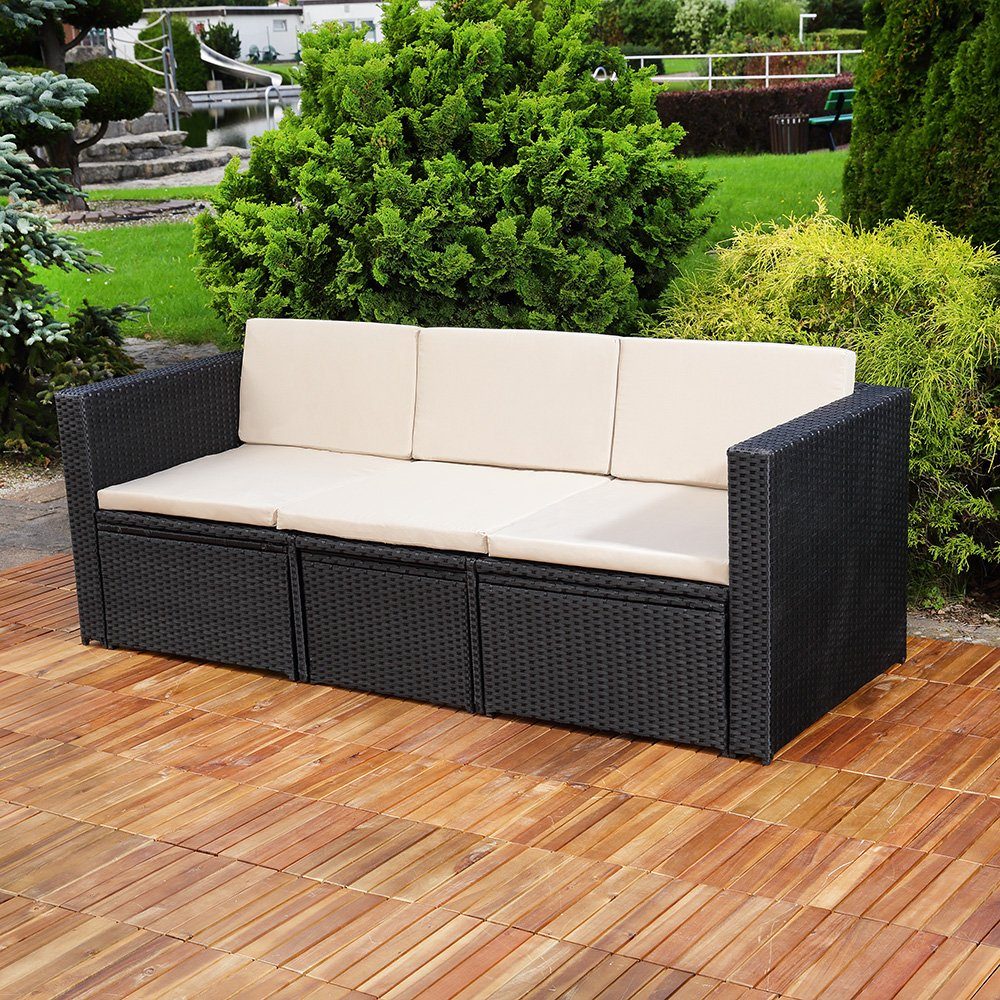 Mucola Gartenlounge-Set Polyrattan Lounge Rattanmöbel Sitzgruppe Gartenmöbel Gartenset, (Set, 4-tlg., Premium-Lounge), Hochwertige Flechtoptik