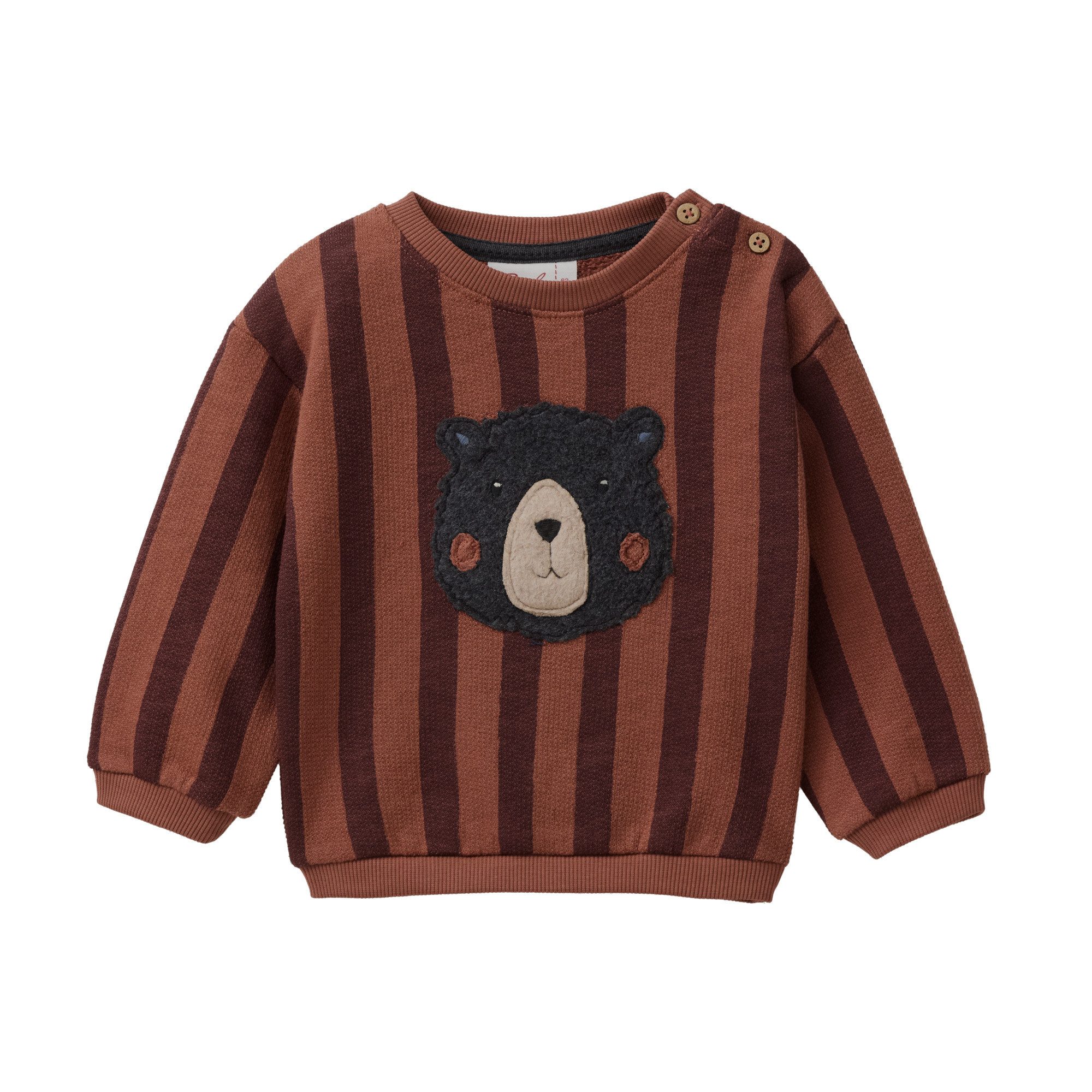 People Wear Organic Sweatshirt braun gestreift, "Bär" GOTS zertifiziert
