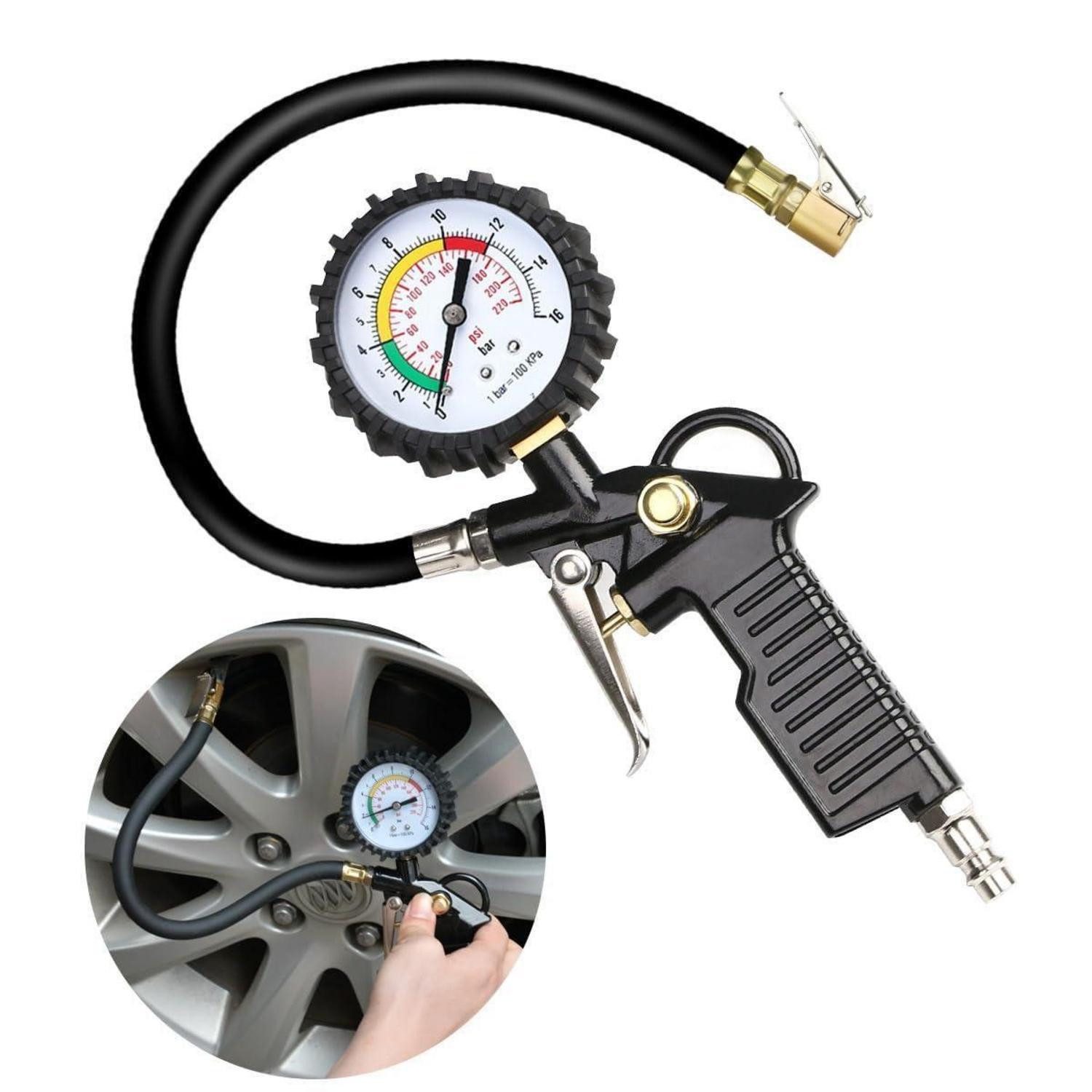 LuxusKollektion Reifenfüllmessgerät Reifendruckprüfer 220PSI Ventilkern Kompressor Zubehör Auto B