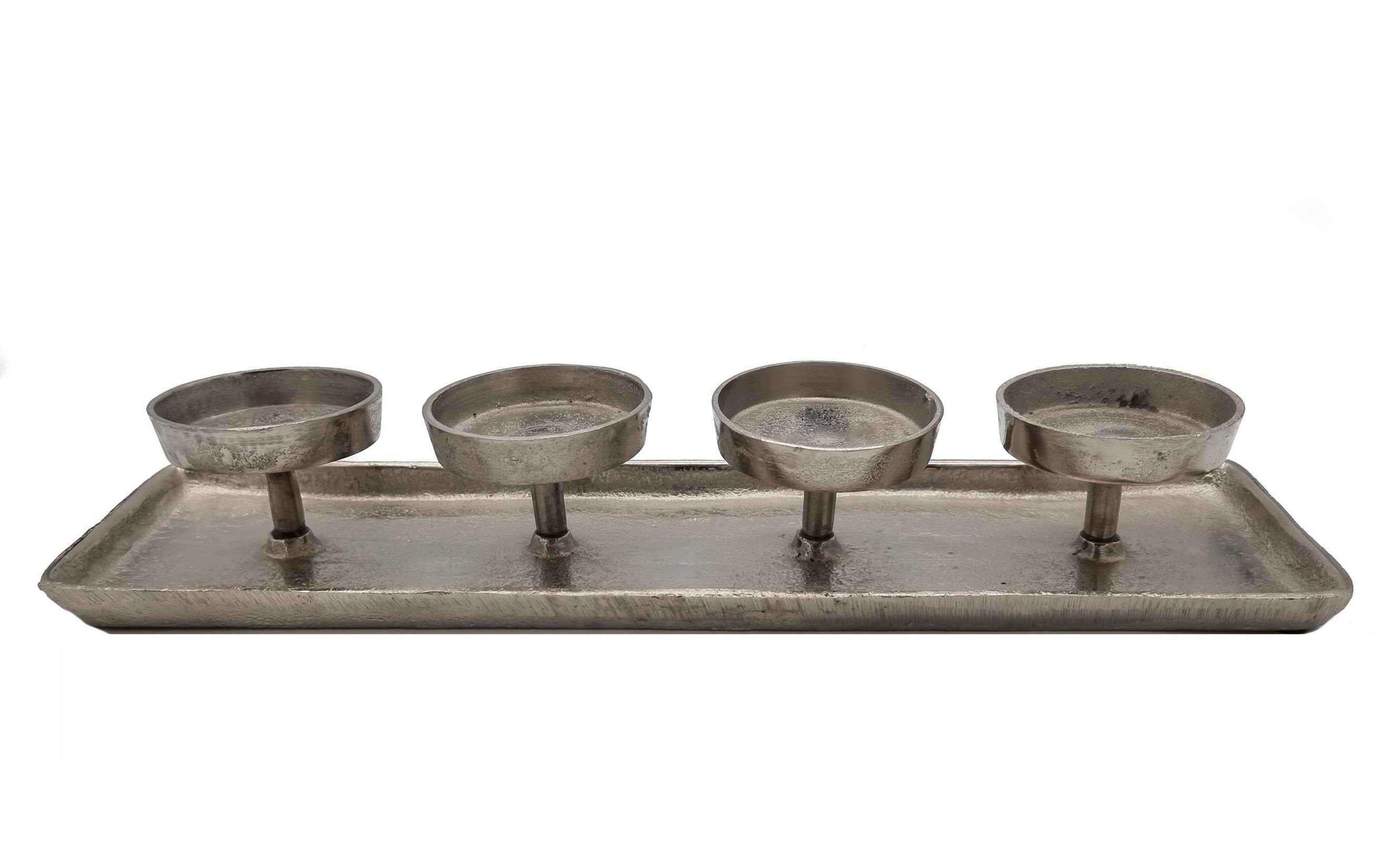Spetebo Adventsleuchter Aluminium Kerzenhalter für 4 Kerzen - ca. 44 x 12  (Inhalt, 1 St., Kerzenständer), Ideal für Kerzen oder Teelichter, Blickfang | Teelichthalter