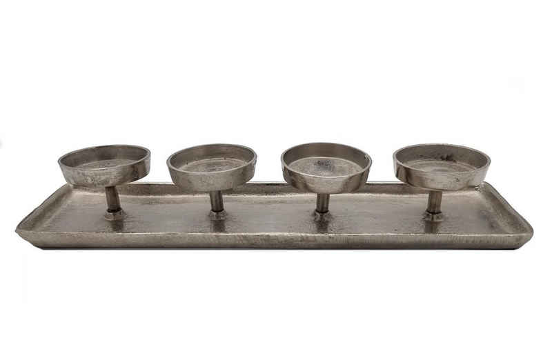 Spetebo Adventsleuchter Aluminium Kerzenhalter für 4 Kerzen - ca. 44 x 12 (Inhalt, 1 St., Kerzenständer), Ideal für Kerzen oder Teelichter, Blickfang
