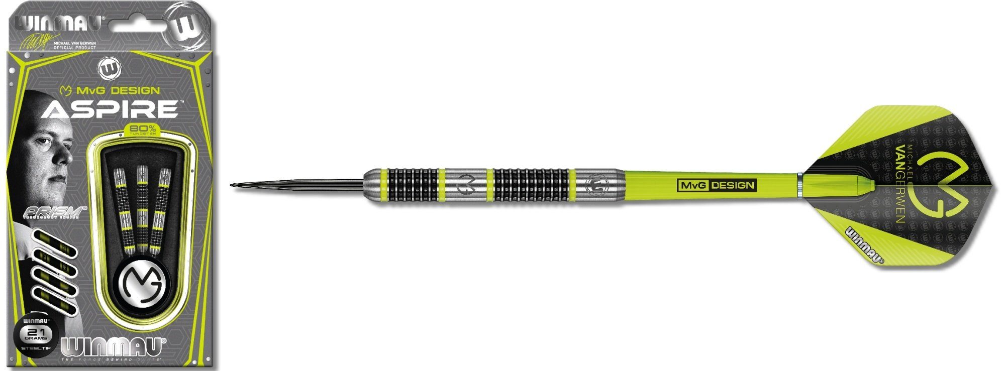 Winmau Dartpfeil Winmau MvG Aspire Steeldart 1444 21g, 22g, 23g, 24g, 25 g oder 26 g