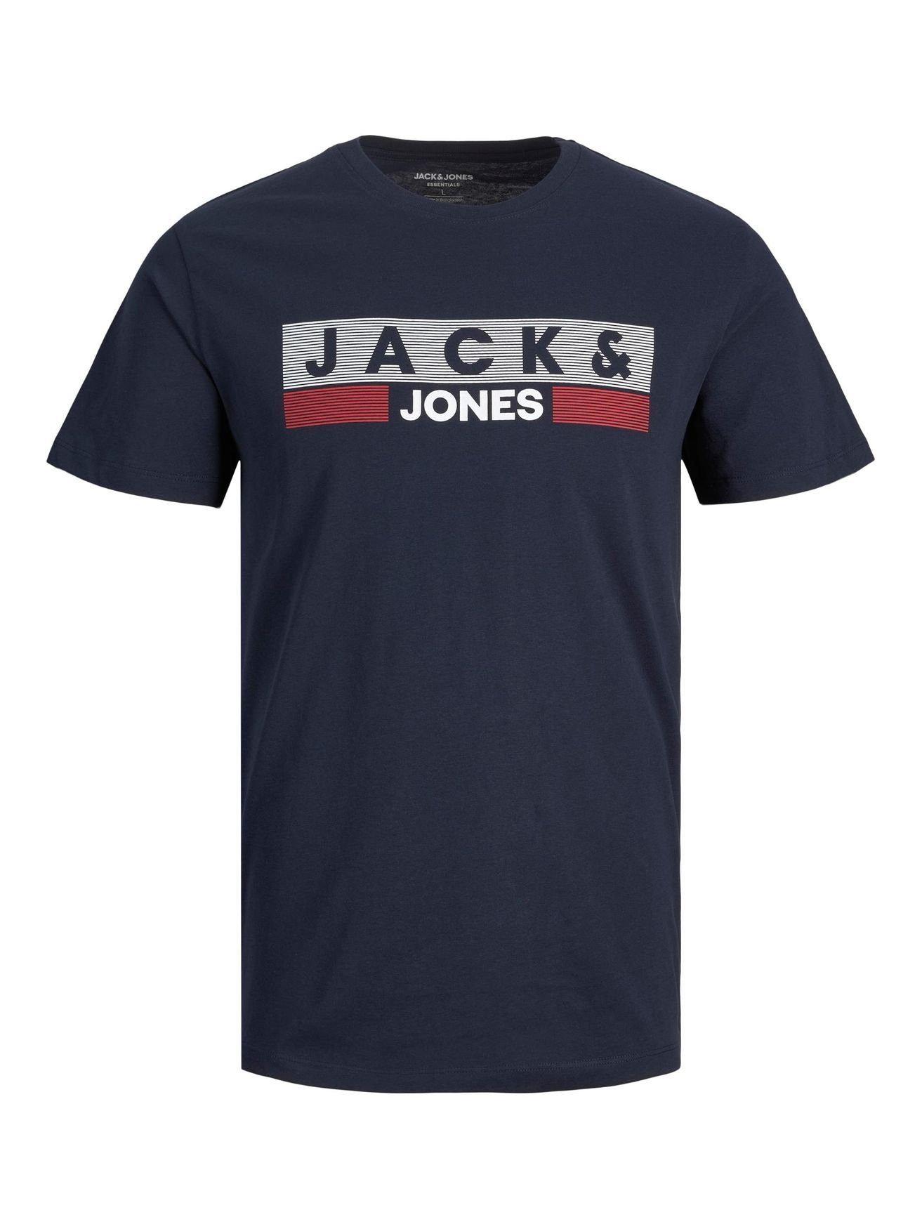 Jack & Jones T-Shirt Logo T-Shirt Plus Size Kurzarm Übergrößen Shirt JJECORP 4831 in Dunkelblau-2