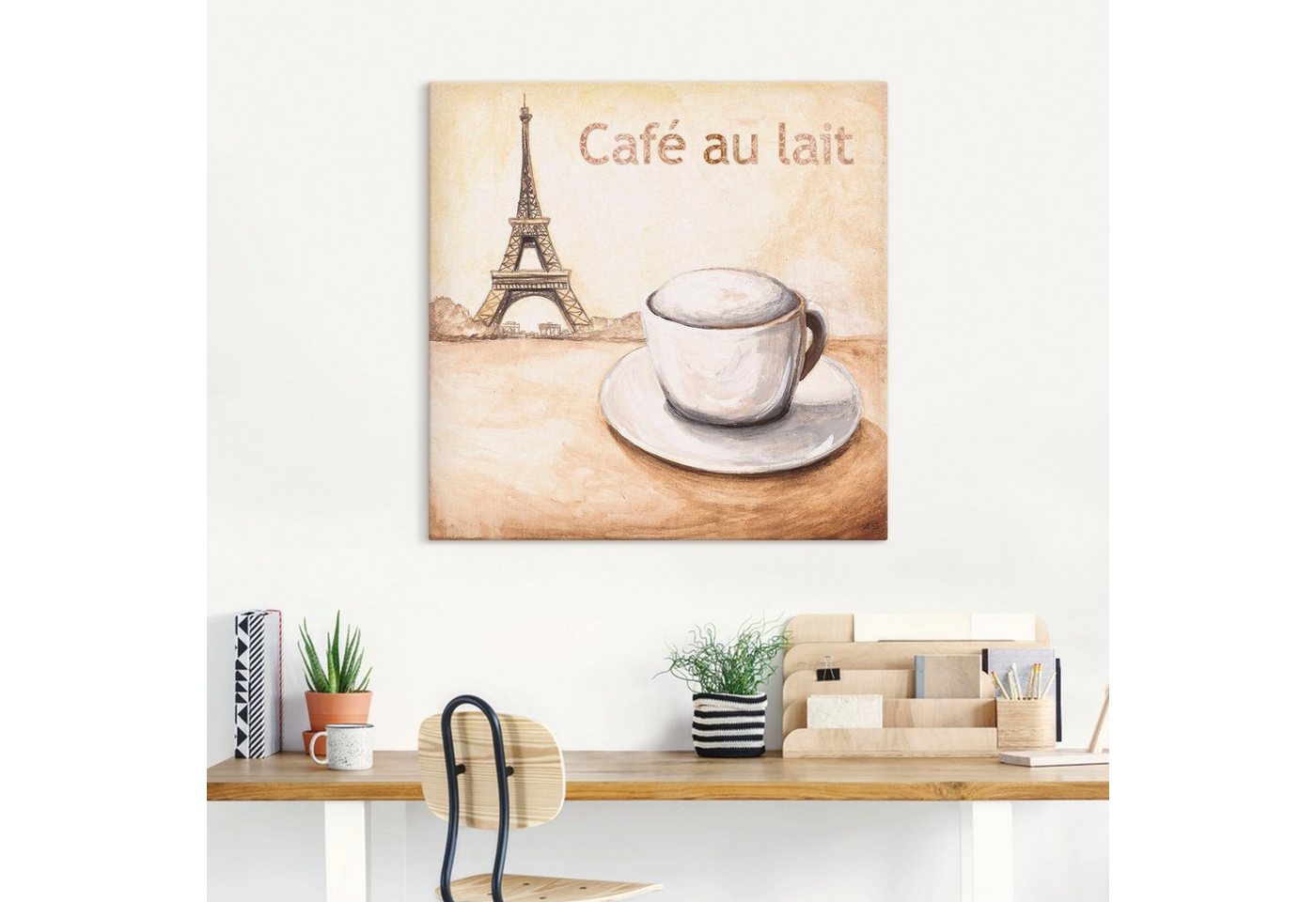 Artland Wandbild »Café au lait in Paris«, Kaffee Bilder (1 Stück), in vielen Größen & Produktarten - Alubild / Outdoorbild für den Außenbereich, Leinwandbild, Poster, Wandaufkleber / Wandtattoo auch für Badezimmer geeignet-HomeTrends