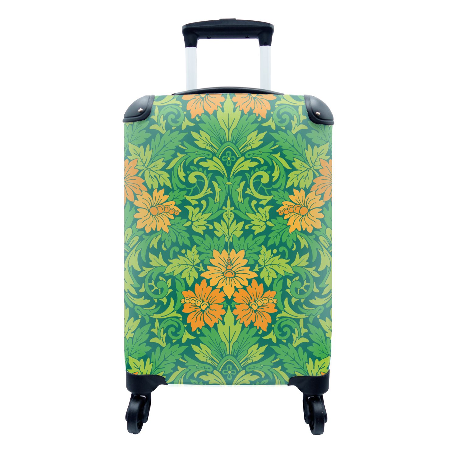 Trolley, Reisetasche Handgepäckkoffer mit Blätter - - Rollen, rollen, MuchoWow Muster, - Reisekoffer Boho Handgepäck Blumen für Ferien, 4