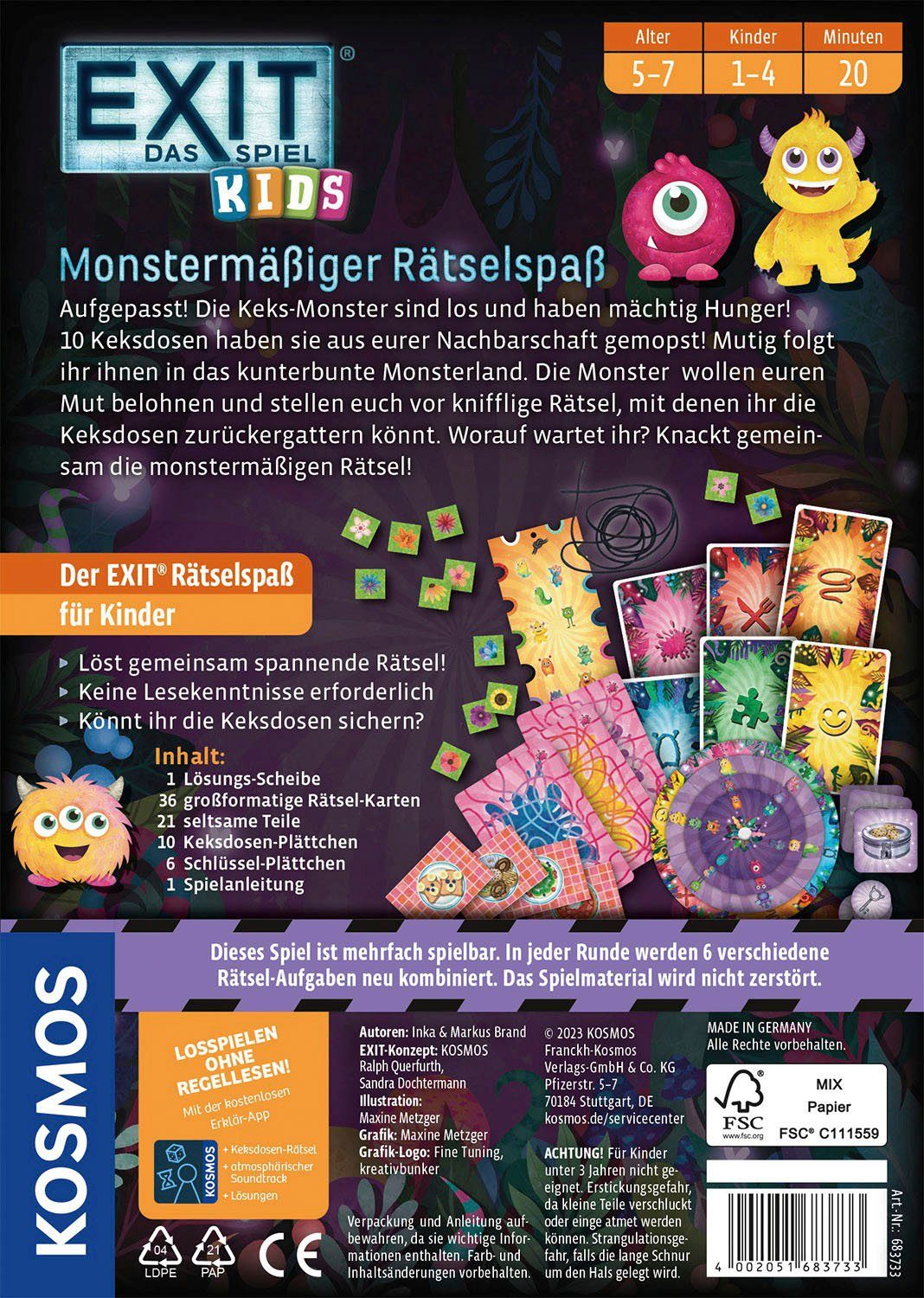 Kosmos EXIT® - Kinderspiel in Rätselspaß, Kids Spiel, Monstermäßiger Spiel Das Made Germany