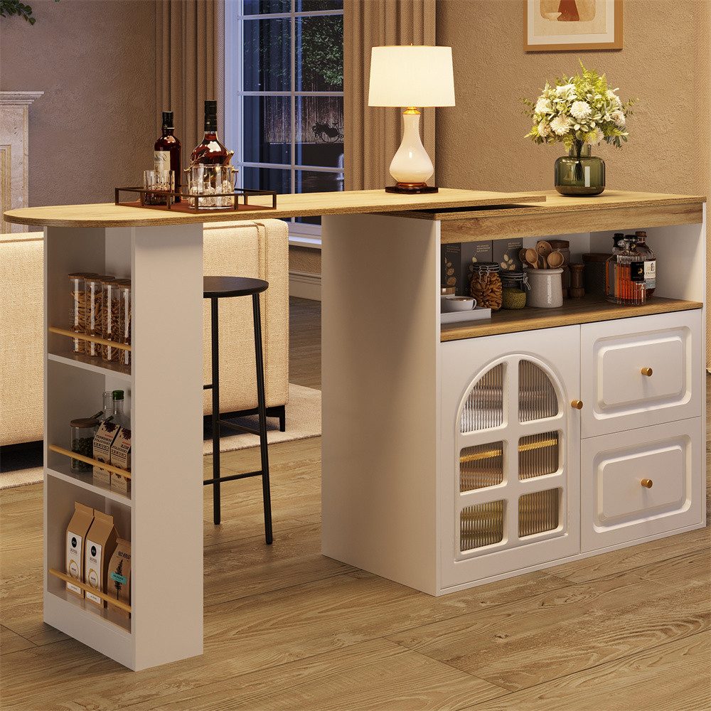 OKWISH Bartisch 360° Drehbarer Bartisch,Kücheninsel,mit Stauraum (Sideboard günstig online kaufen
