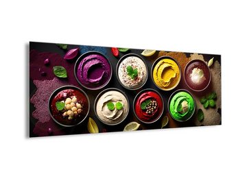 artissimo Glasbild Glasbild 80x30cm Bild aus Glas Küche Küchenbild bunt Essen Orient, Essen und Trinken: Orientalische Bowls