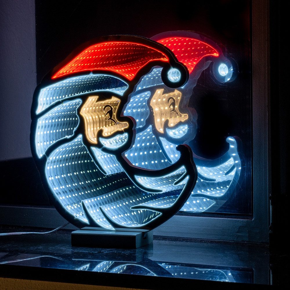 Star-Max Beleuchtetes Fensterbild 36033 LED-Halbmond-Santa Infinity Effekt 159 LED IP20 35,5x7x29cm