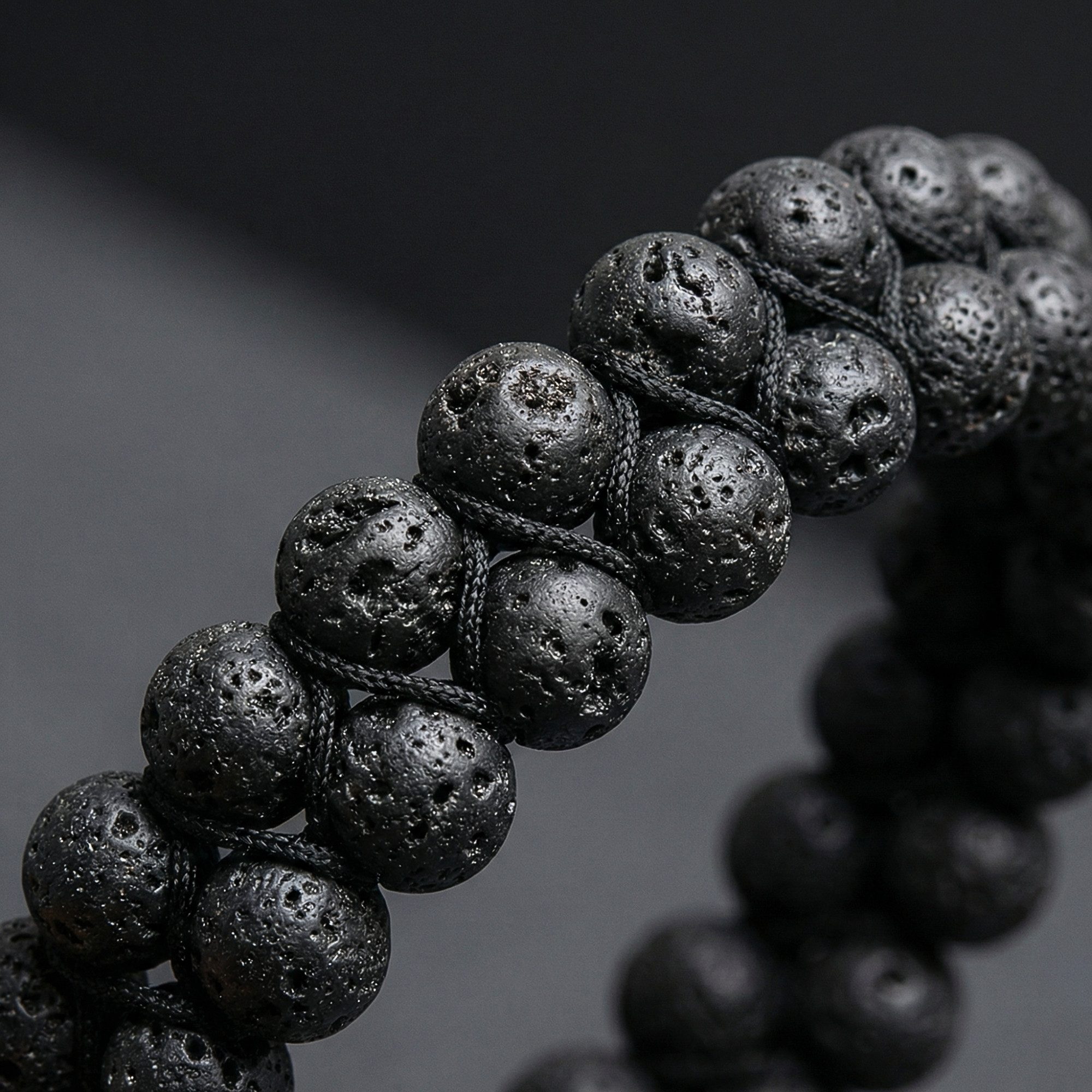 UNIQAL.de Perlenarmband aus Naturstein – zweireihig, 6 mm, Unisex (Edelstahl-Elemente, Naturstein-Perlen), verstellbarer Makramée-Verschluss, handgefertigt