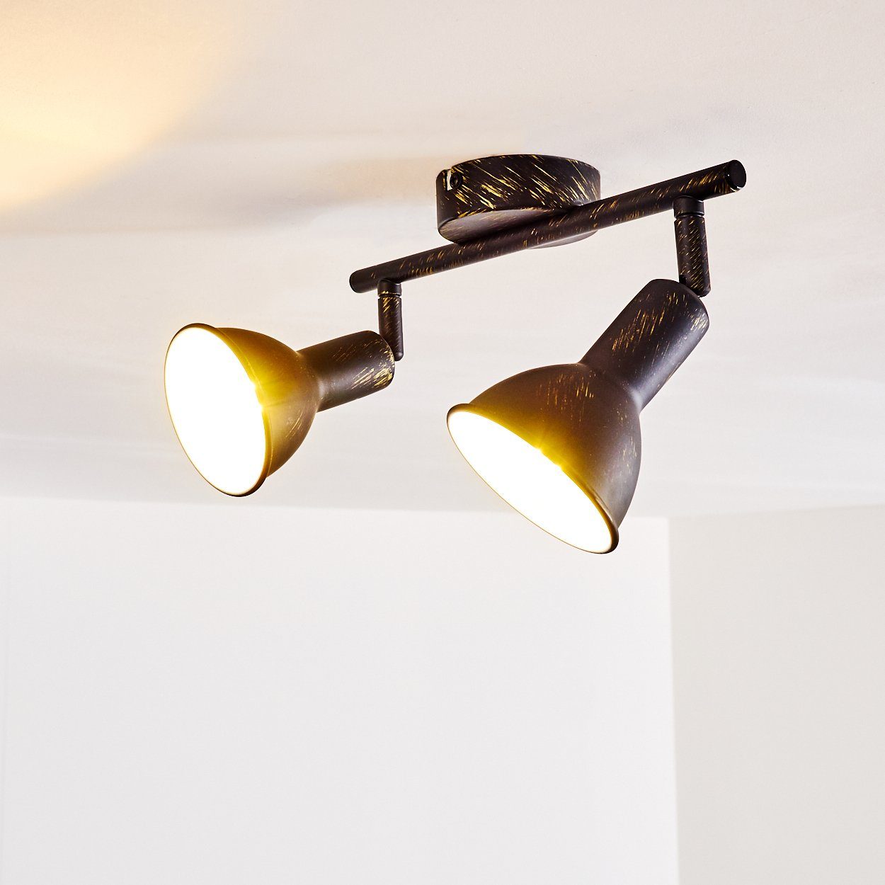 mit Design Retro/Vintage ohne Leuchtmittel, hofstein Metall Strahlern, in Deckenlampe im aus 2xE14, Deckenstrahler Schwarz/Gold/Weiß, verstellbaren »Celano«