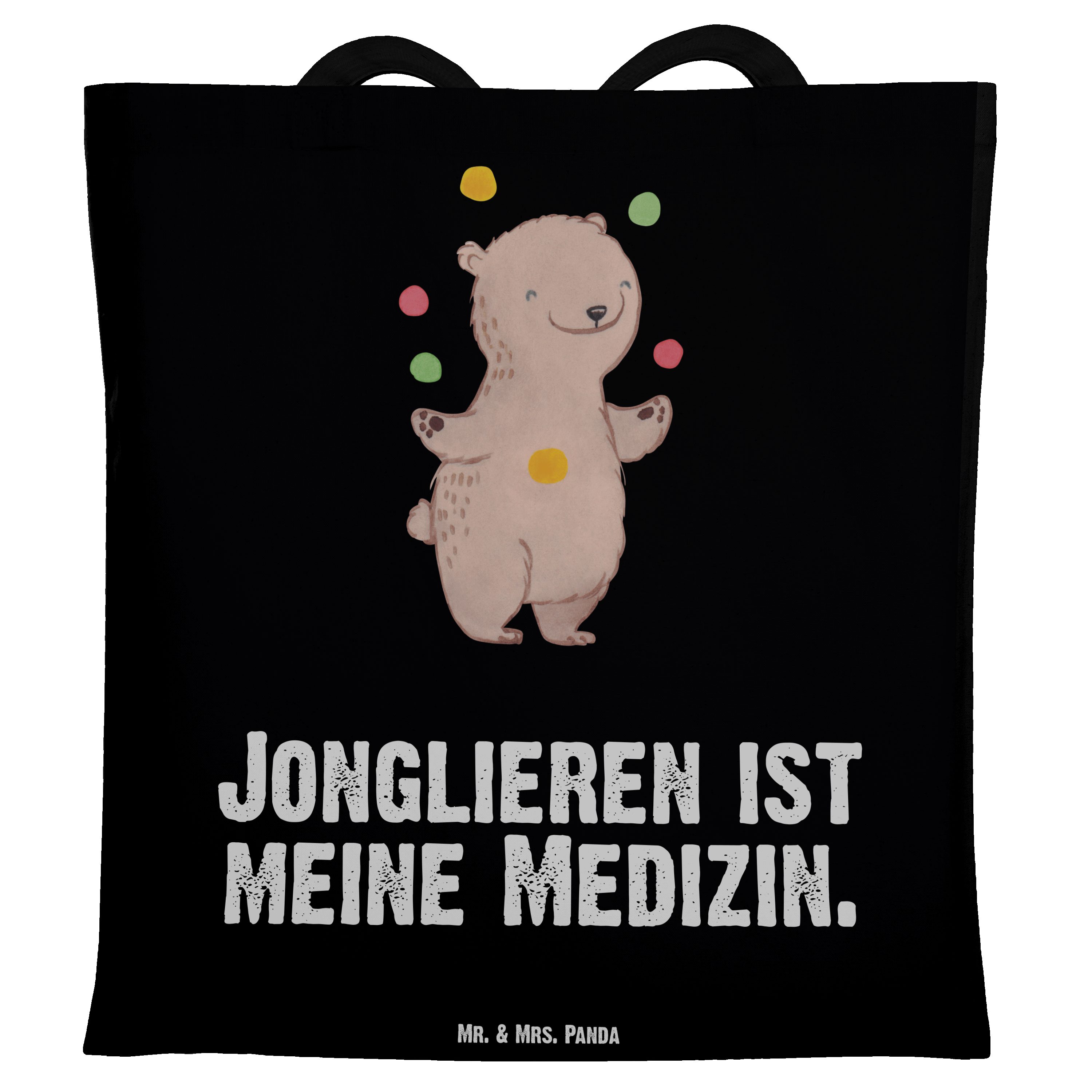 Mr. & Mrs. Panda Tragetasche Bär Jonglieren Medizin - Schwarz - Geschenk, Jongleur, Beuteltasche, (1-tlg)