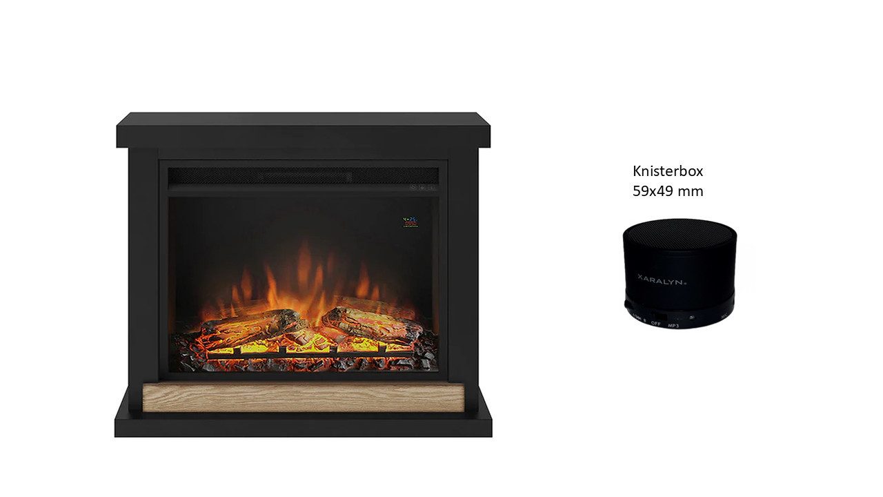 TAGU Elektrokamin Hagen Elektrokamin black mit 23 Zoll Powerflame, 1500W, mit Knisterbox, Knisterbox