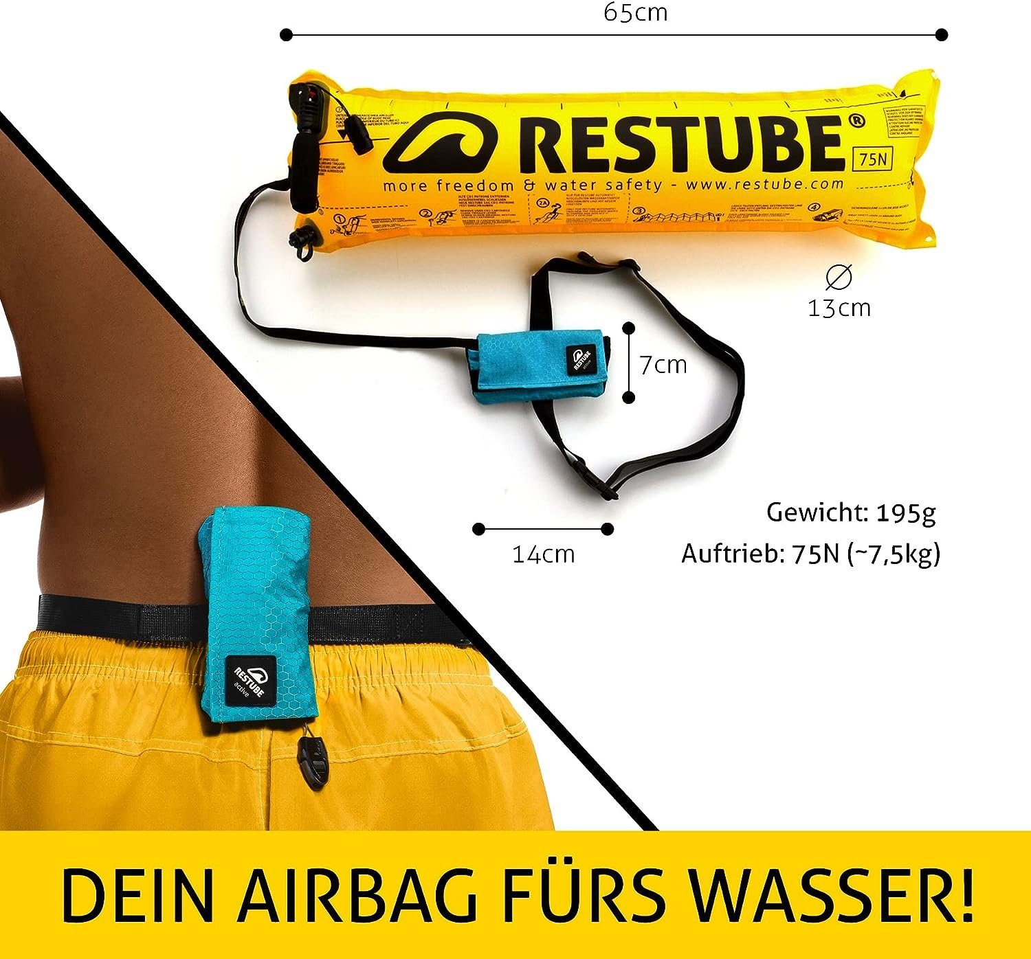 Restube Wasser-Airbag Active, aufblasbare Schwimmboje für Schwimmen, Kayak & SUP, wiederverwendbar