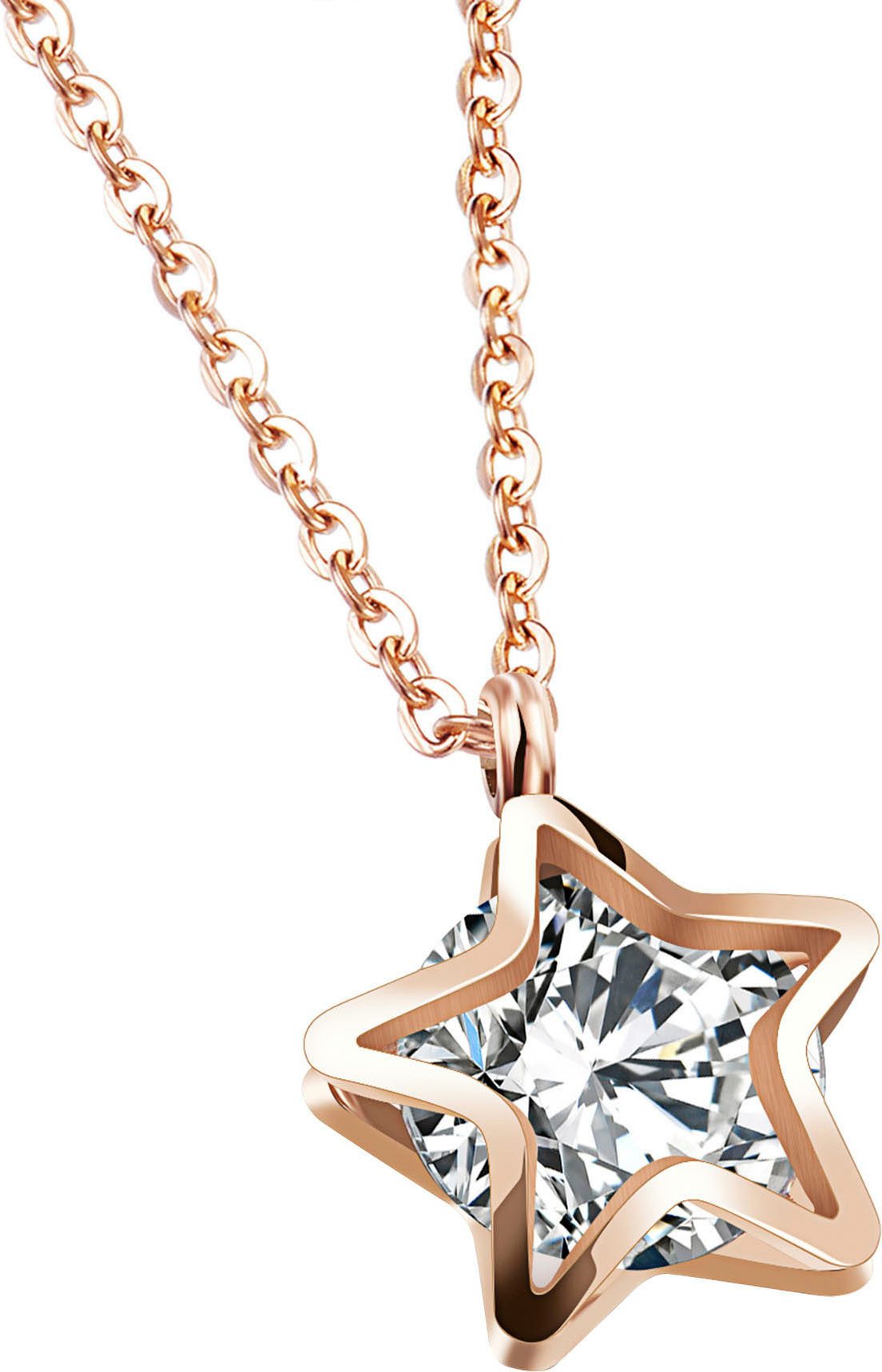 Kette mit Anhänger Schmuck Geschenk Edelstahl Halsschmuck Halskette Ankerkette Stern