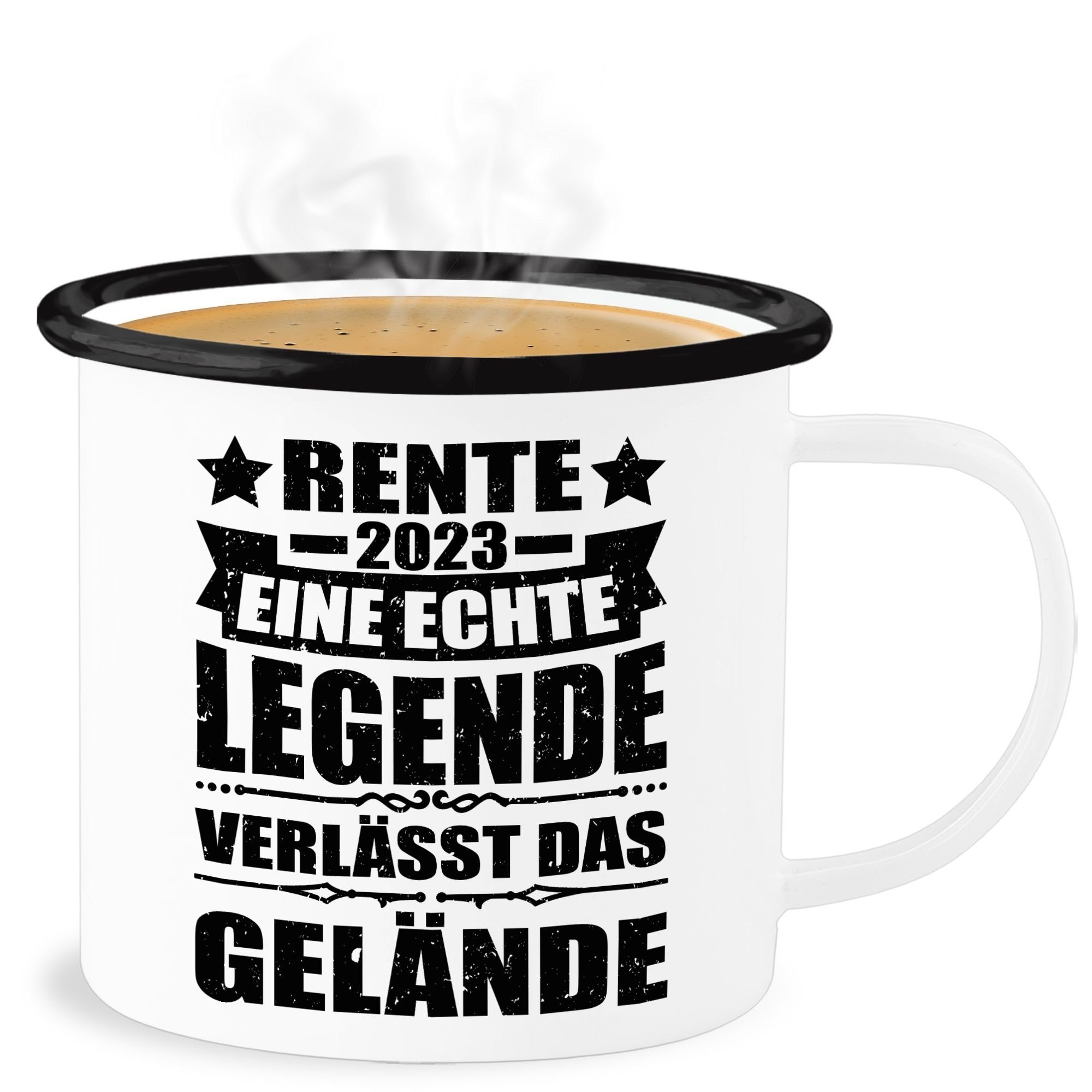 1 Rentnerin Rente Stahlblech, 2023 Becher - verlässt Schwarz Gelände, Weiß Legende Shirtracer Tasse das