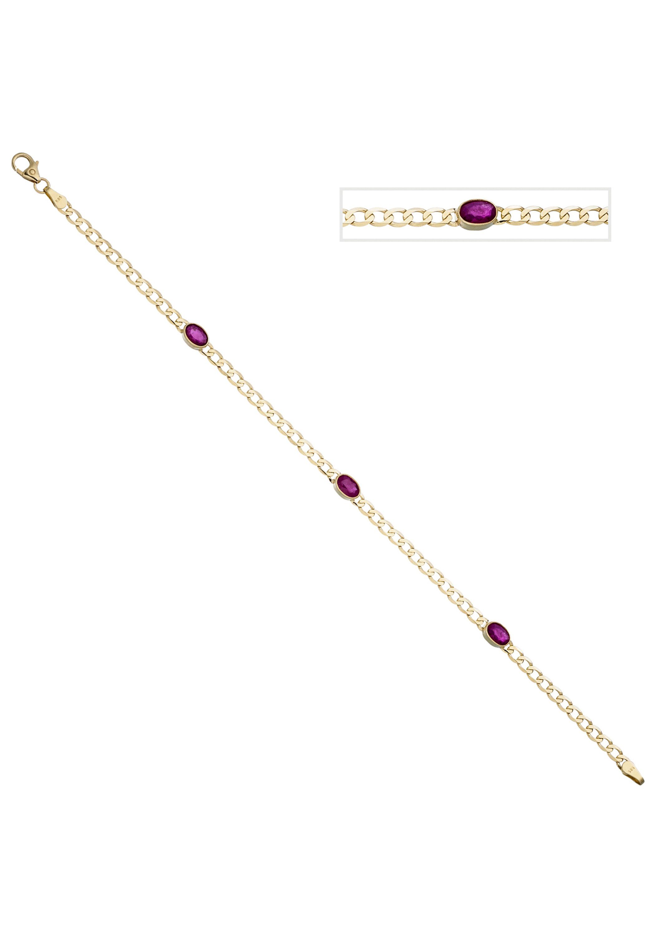 JOBO Goldarmband, 585 Gold mit Rubin gel...