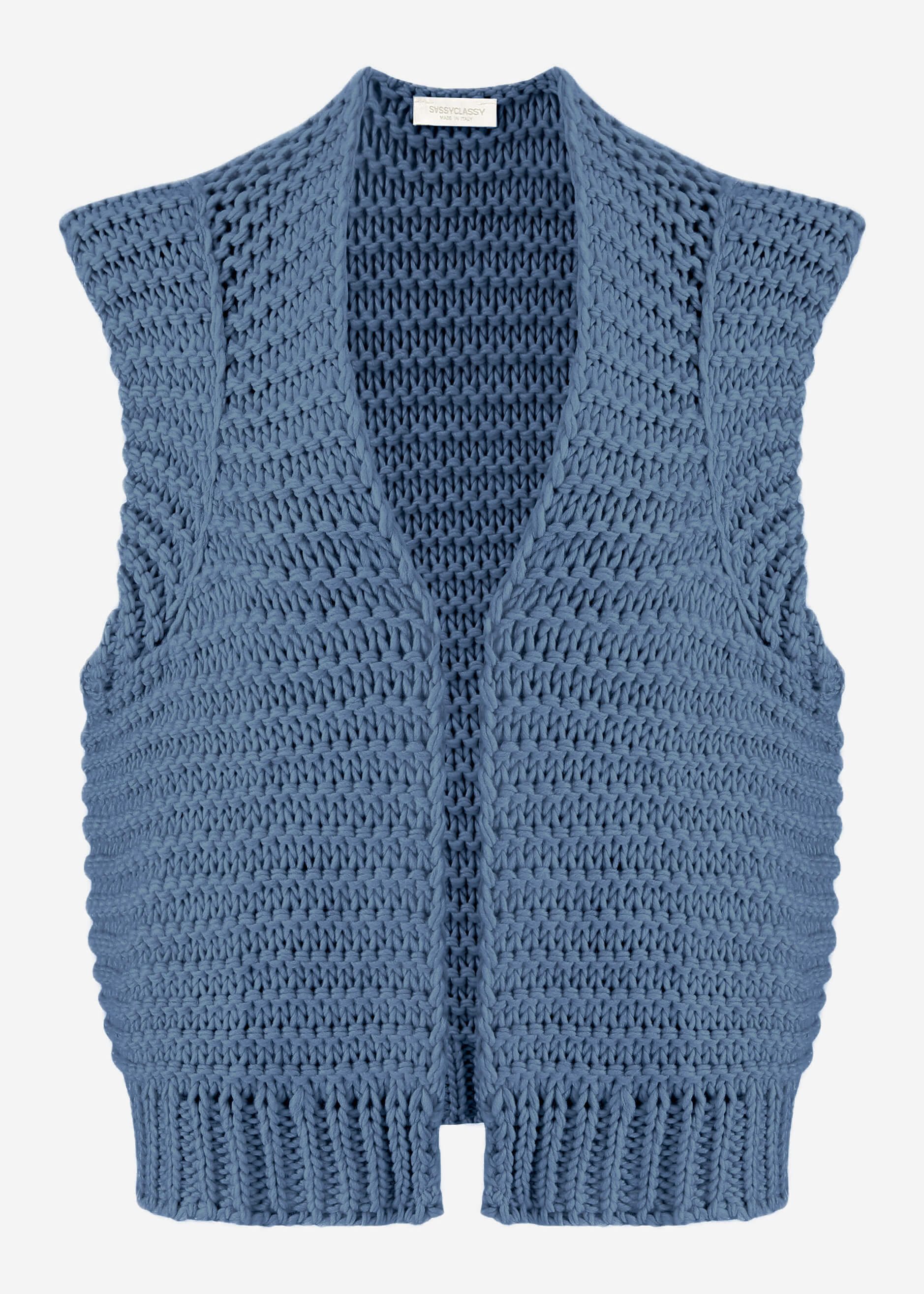SASSYCLASSY Strickweste Strickweste Damen mit strukturierten Schultern Grobgestrickte ärmellose Strickweste mit betonter Schultersilhouette