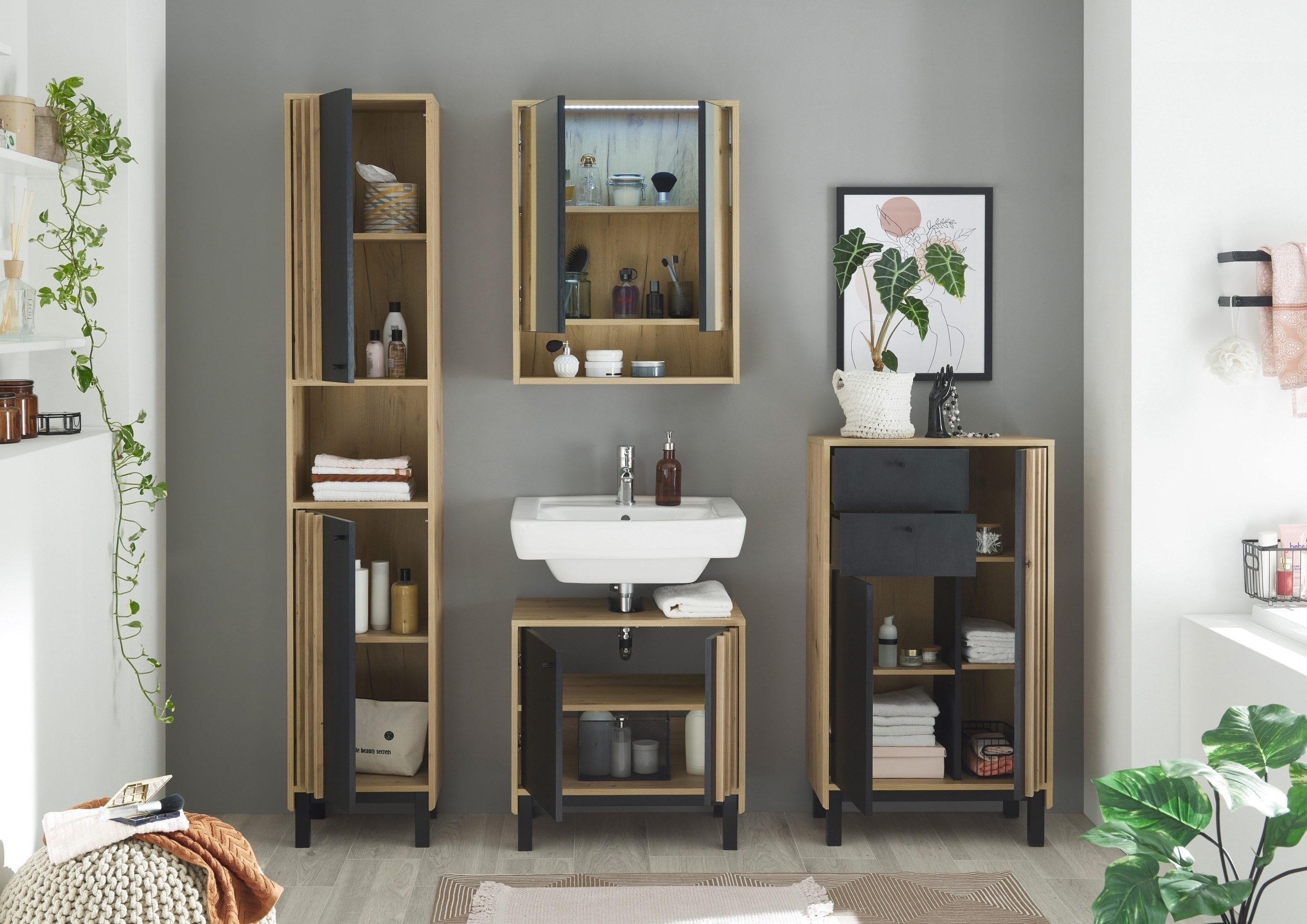 BEGA BBK Badezimmer-Set 198 x 195 x 36 cm (B/H/T), (4-St)