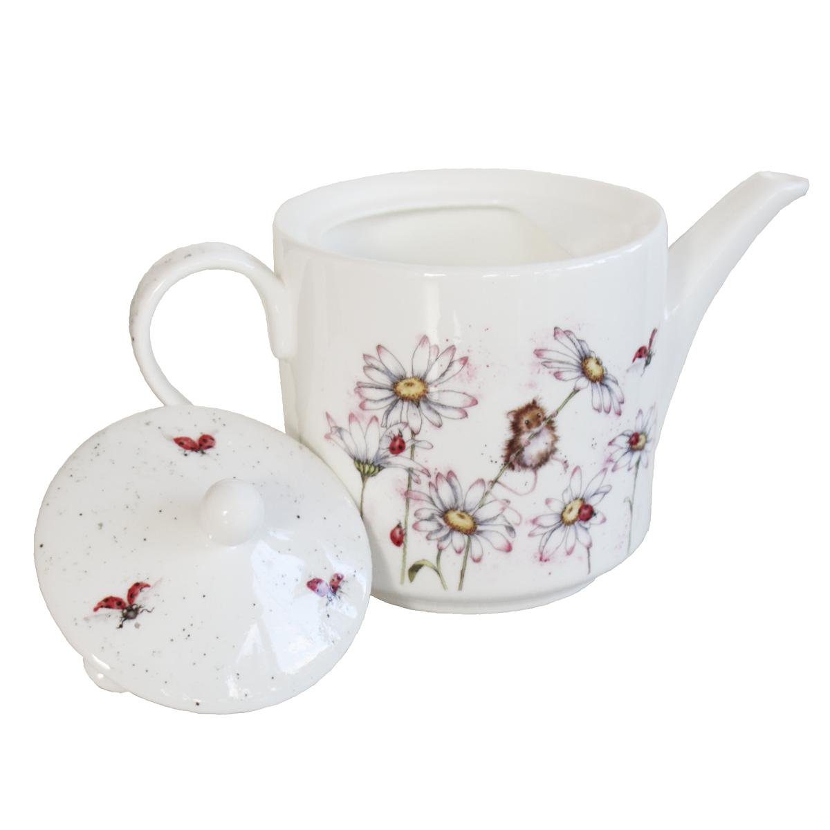 Wrendale Teekanne Wrendale Designs Porzellan Teekanne Sommerwiese, ca. 1,13 L, 1 l, (Stück, Teekanne)