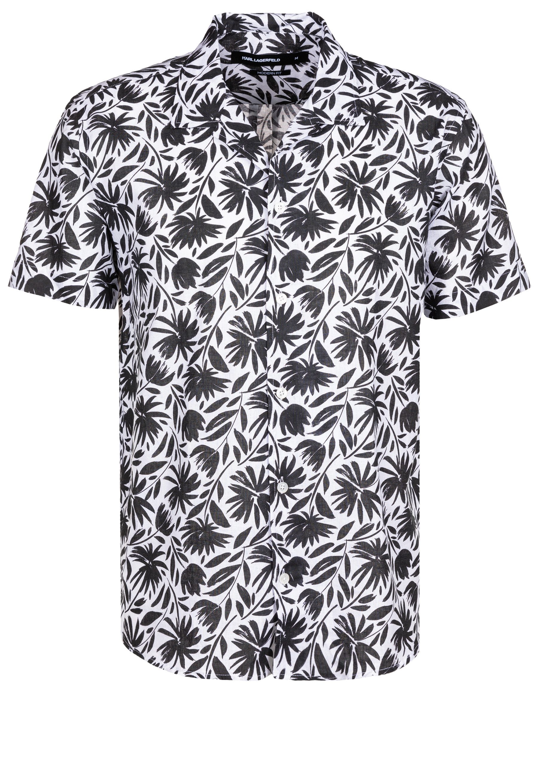 LAGERFELD Kurzarmhemd mit floralem Muster (1-tlg)