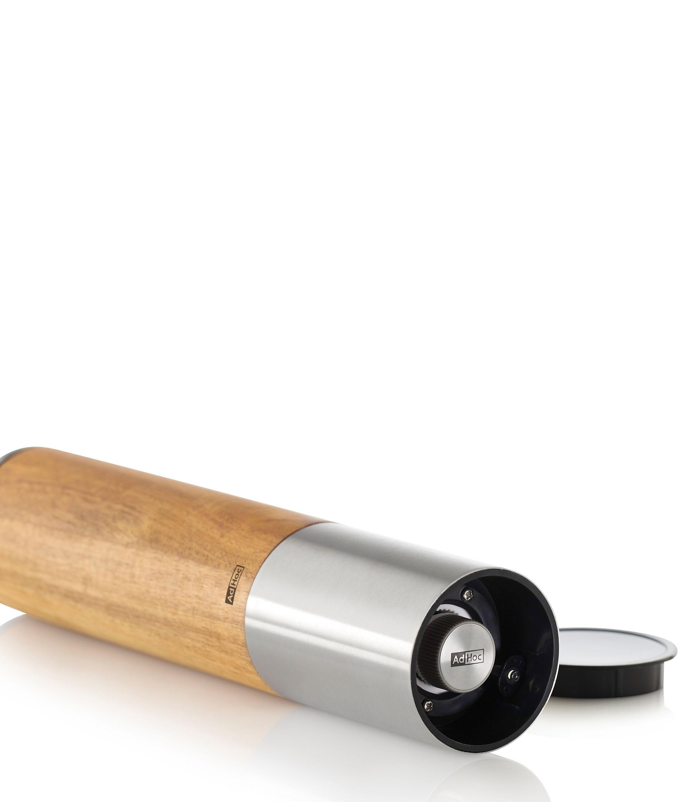 AdHoc Salz-/Pfeffermühle eMill.5 elektrisch, (1 Stück), Hochwertiges Keramik-Mahlwerk, Gehäuse aus Holz & Edelstahl, LED-Licht – Bild 4 von 5