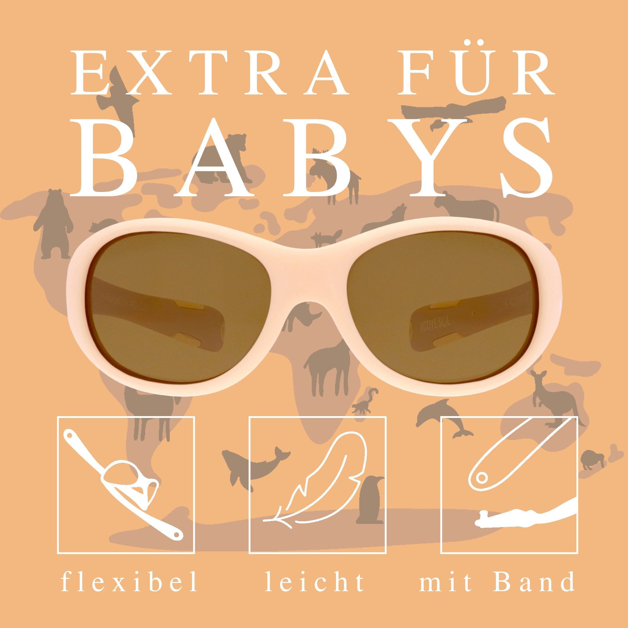 ActiveSol Sonnenbrille Baby-Sonnenbrille Safari 0-24 Monate Kategorie 3, UV400, polarisiert, Jungen & Mädchen, 2 Größen