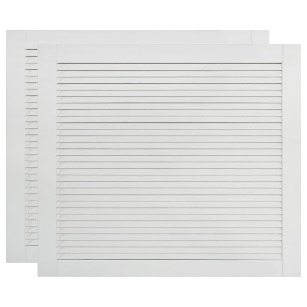 vidaXL Schranktür Lamellierte Türen 2 Stk. Weiß 69 x 49,4 cm Massives Kiefernholz (2 St)