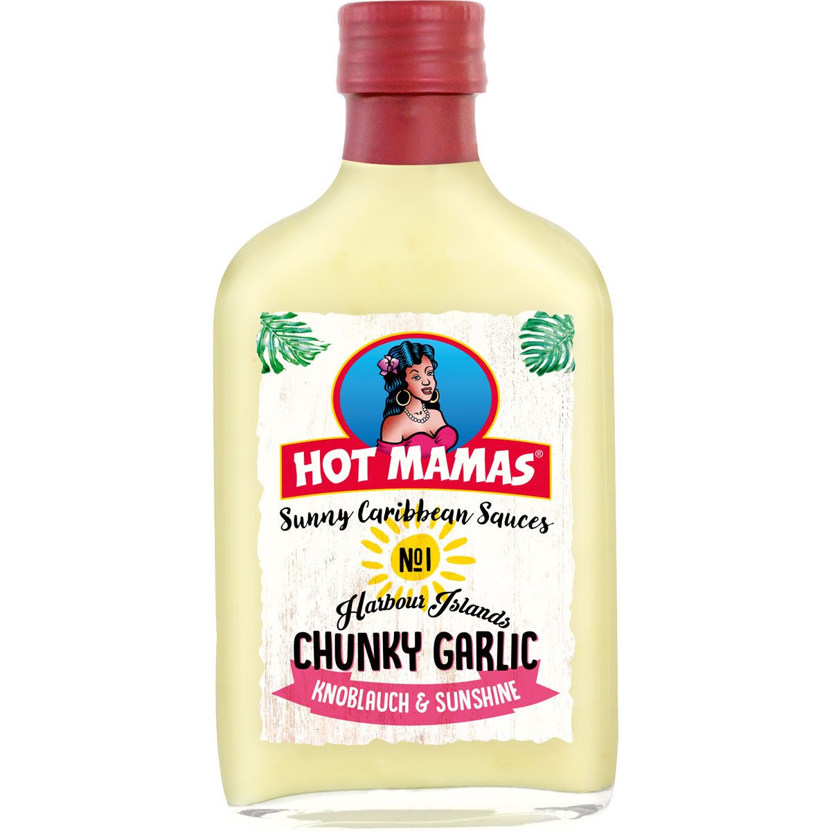 HOT MAMAS Saucen, HOT MAMAS Sunny Caribbean Chunky Garlic Sauce Knoblauchsoße 195ml