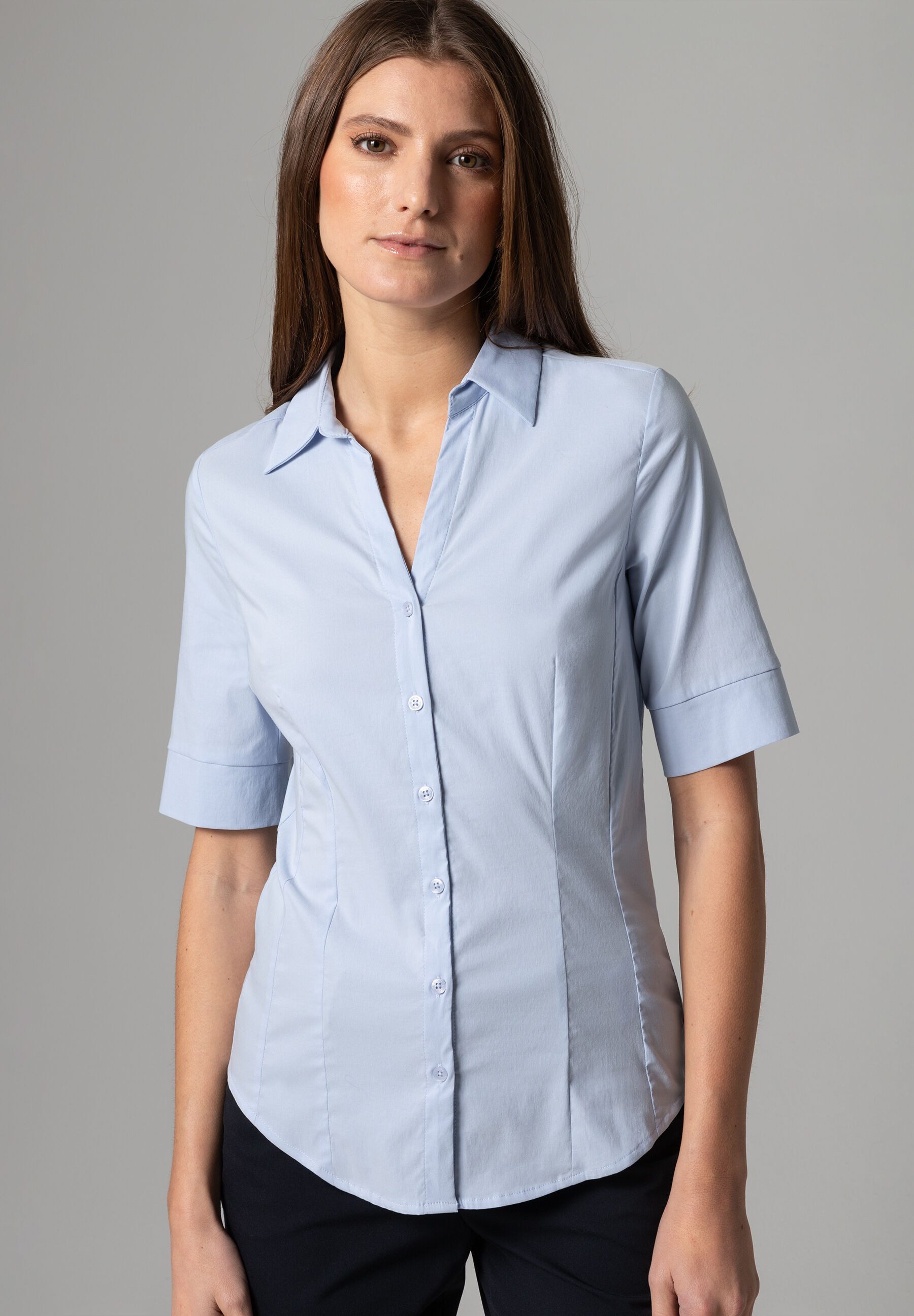 Kurzarmbluse Baumwollstretchbluse