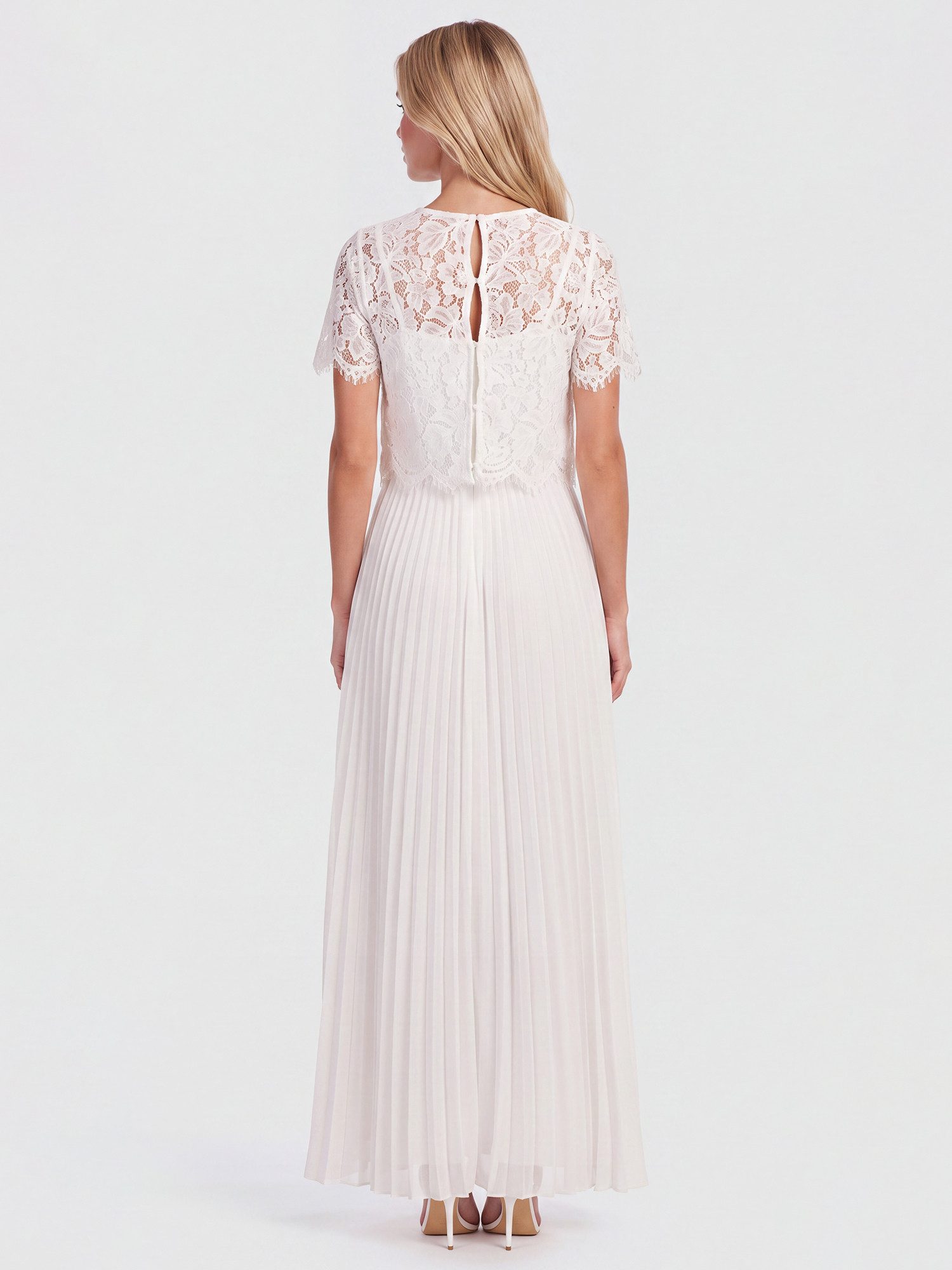 Apart Abendkleid mit Spitzenoberteil und Plisseerock – Bild 4 von 5