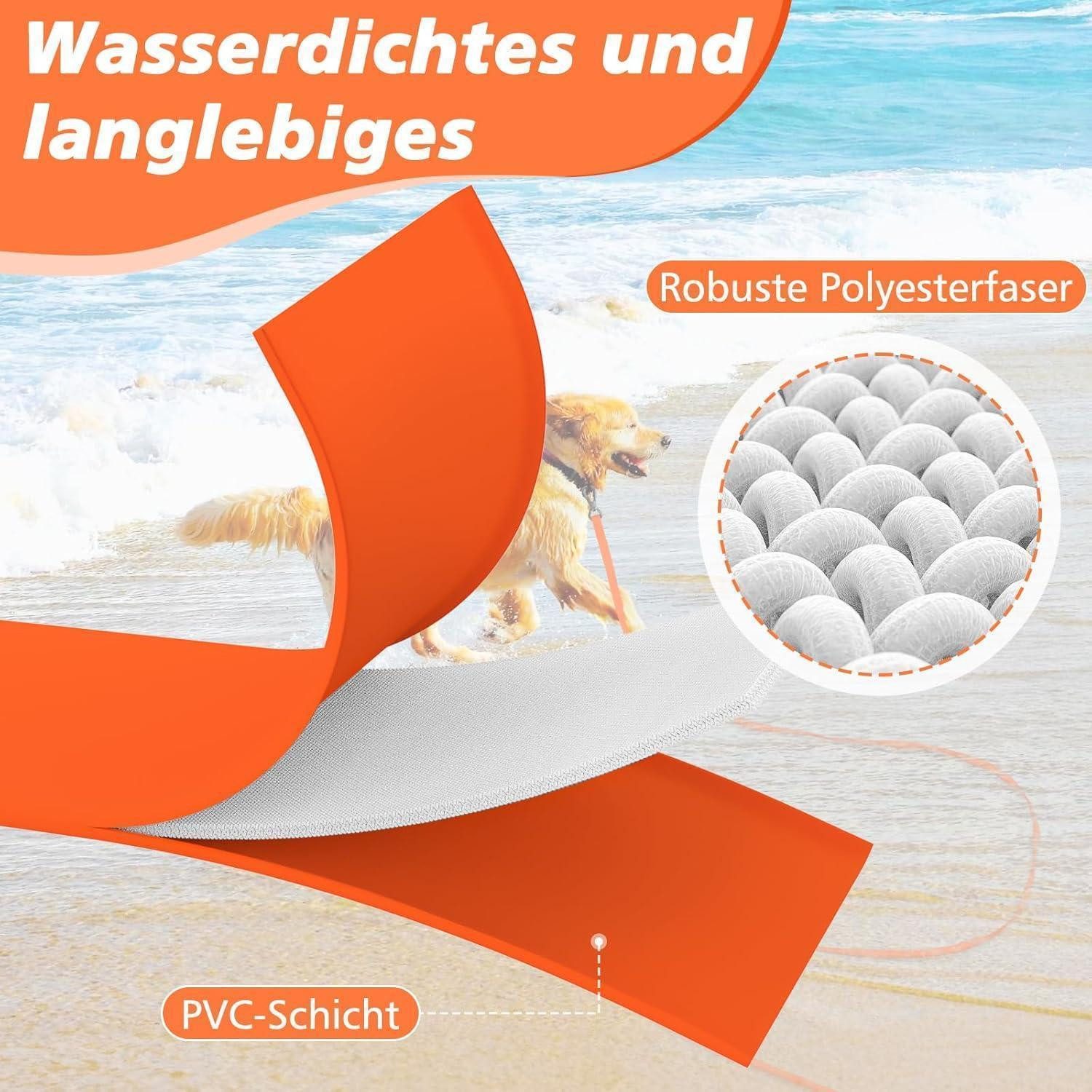 LuxusKollektion Hunde-Halsband Schleppleine Hundeleine gummiert wasserdicht Karabiner 20M Neon Orange