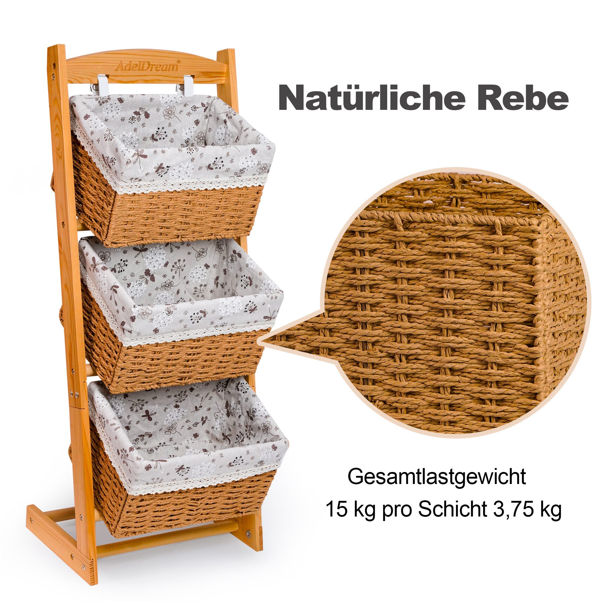 AdelDream Wäschekorb AdealDream Wohnzimmer-Aufbewahrungsregal multifunktionales Regal