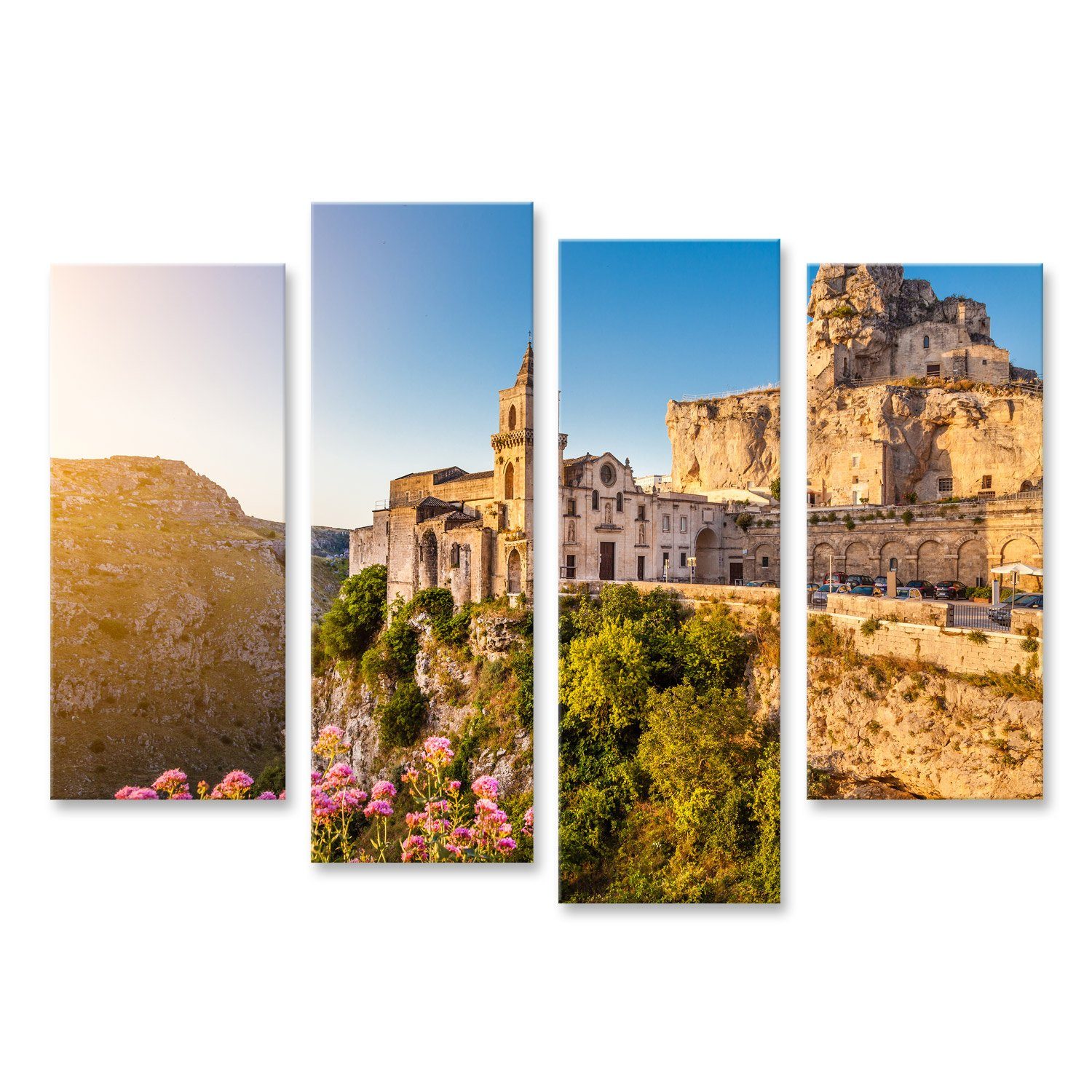 Leinwandbild Bild auf Leinwand Antike Stadt Matera Bei Sonnenaufgang Basilikata Süd