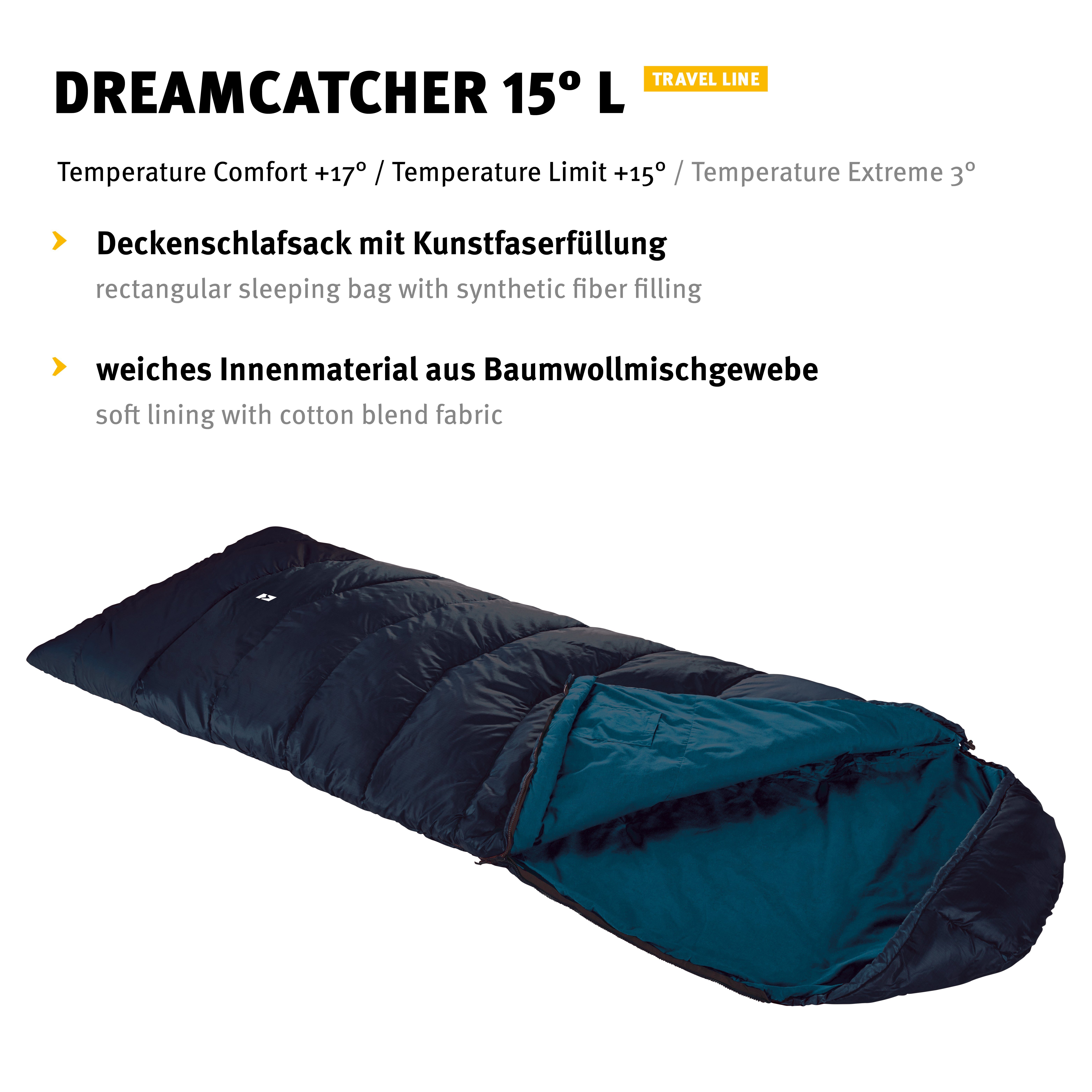 Wechsel Tents Deckenschlafsack 15° Kapuze L mit Kordelzug 2-Wege-Reißverschluss, Innentasche, Dreamcatcher (2023)