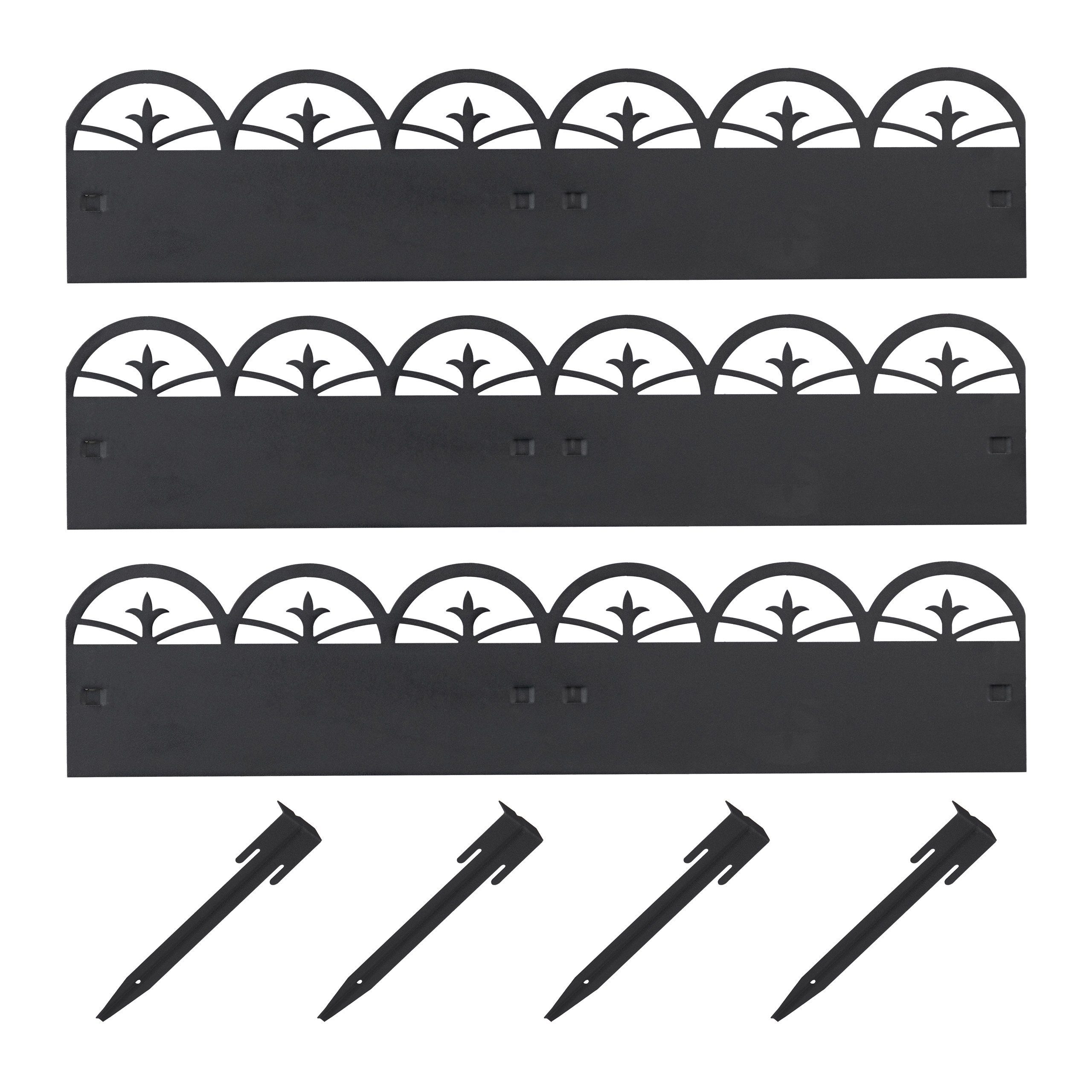relaxdays Beetbegrenzung Schwarze Beeteinfassung aus Metall