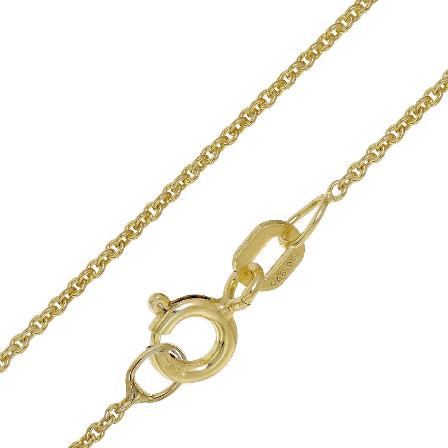 Collier Feine Ankerkette für Schmuckanhänger Silber 925 vergoldet 1,1 mm